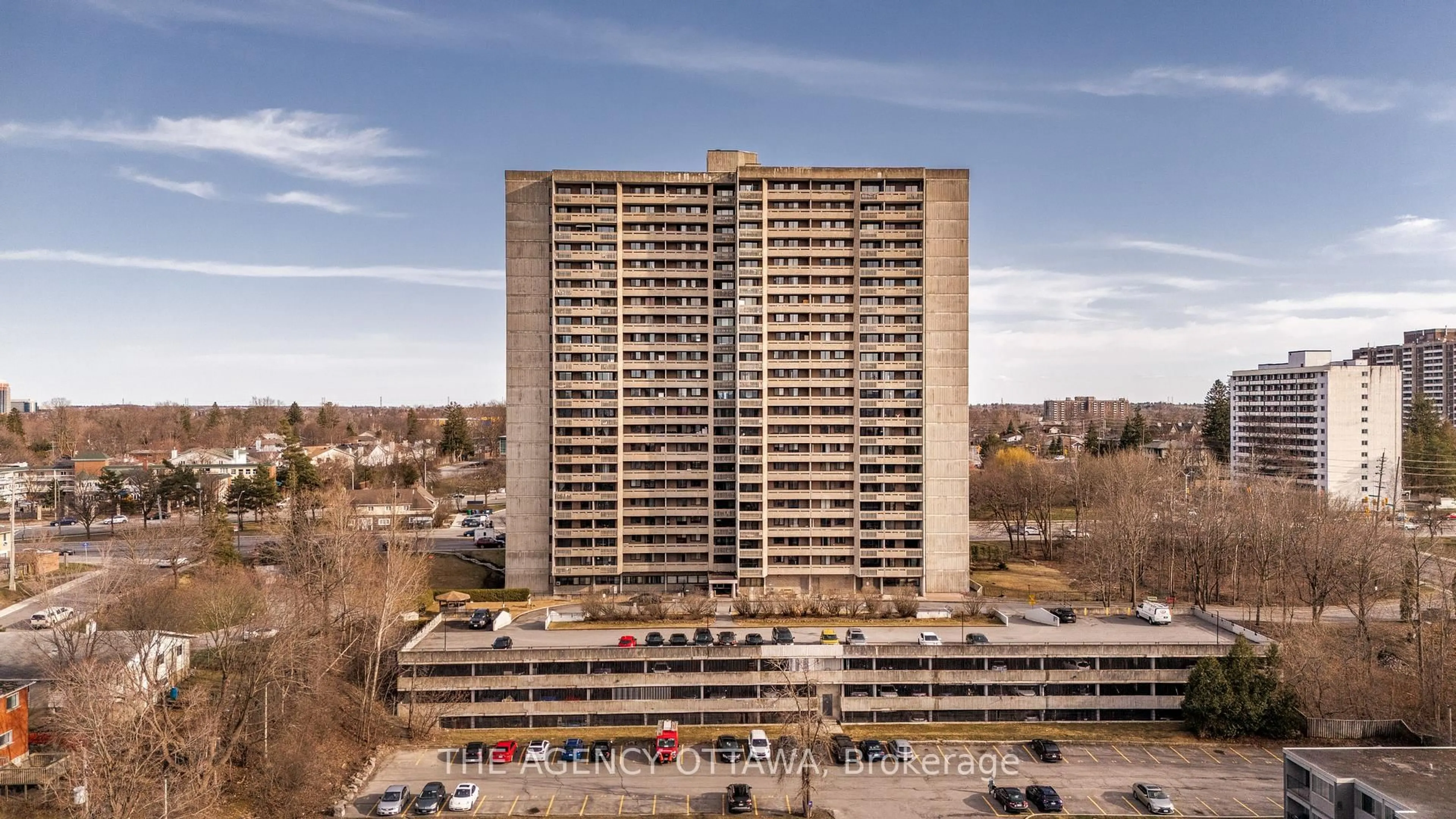A pic from outside/outdoor area/front of a property/back of a property/a pic from drone, city buildings view from balcony for 415 Greenview Ave #1708, Ottawa Ontario K2B 8G5