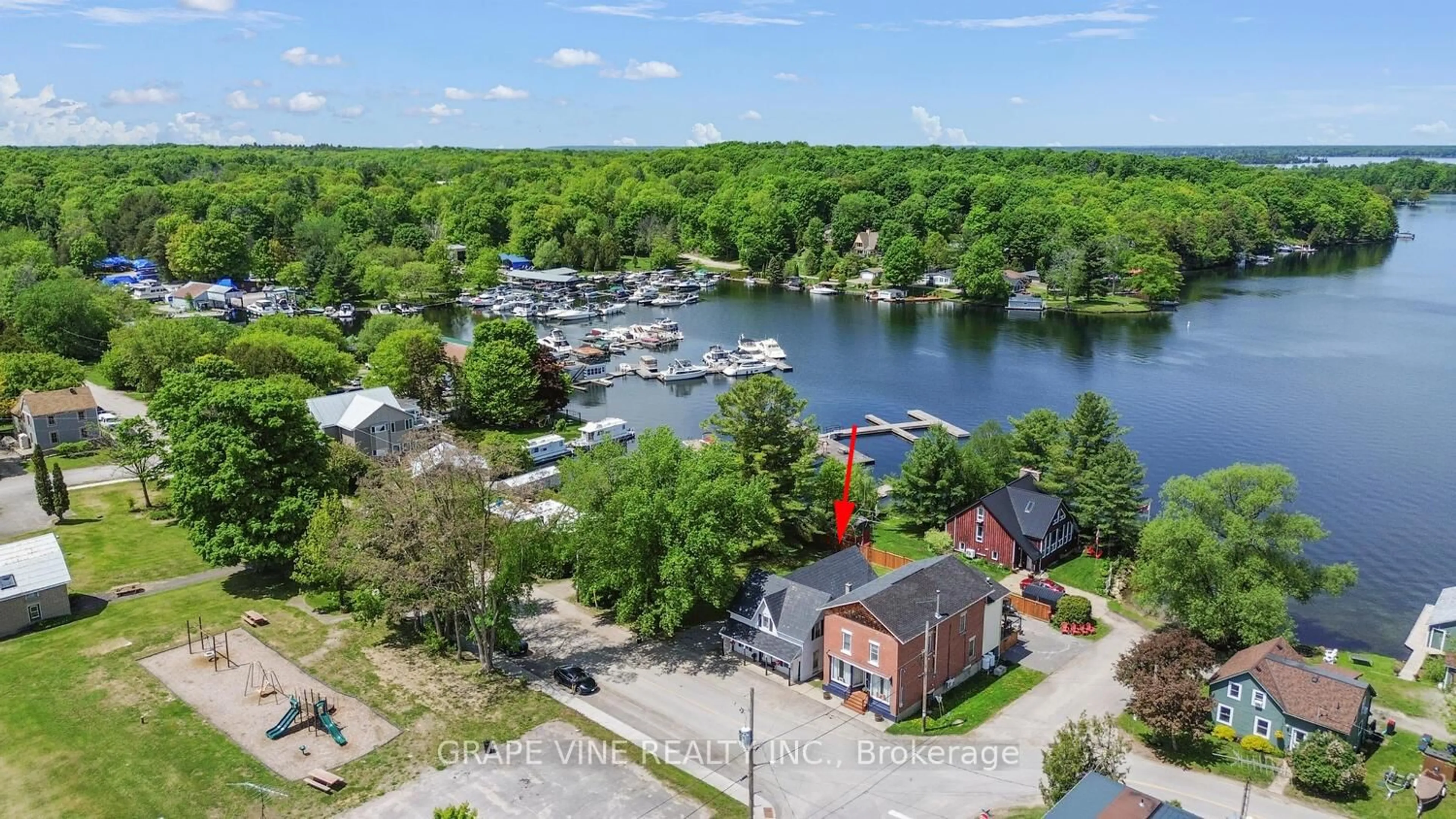 A pic from outside/outdoor area/front of a property/back of a property/a pic from drone, water/lake/river/ocean view for 17 Water St, Rideau Lakes Ontario K0G 1V0