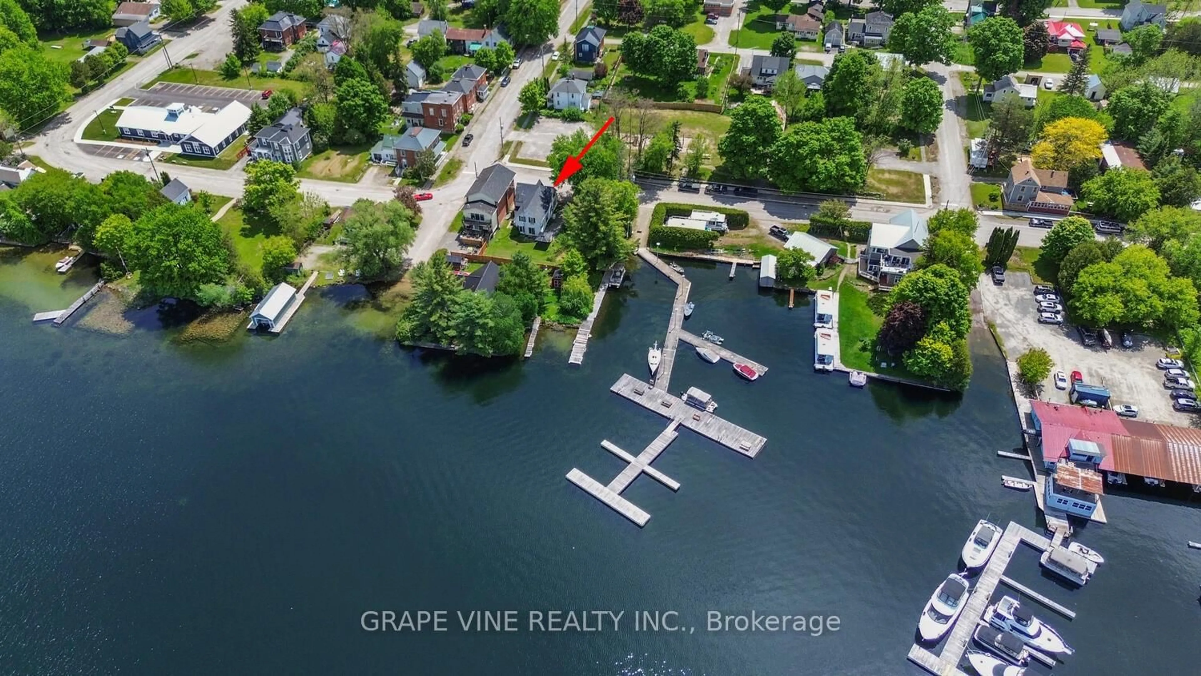 A pic from outside/outdoor area/front of a property/back of a property/a pic from drone, water/lake/river/ocean view for 17 Water St, Rideau Lakes Ontario K0G 1V0