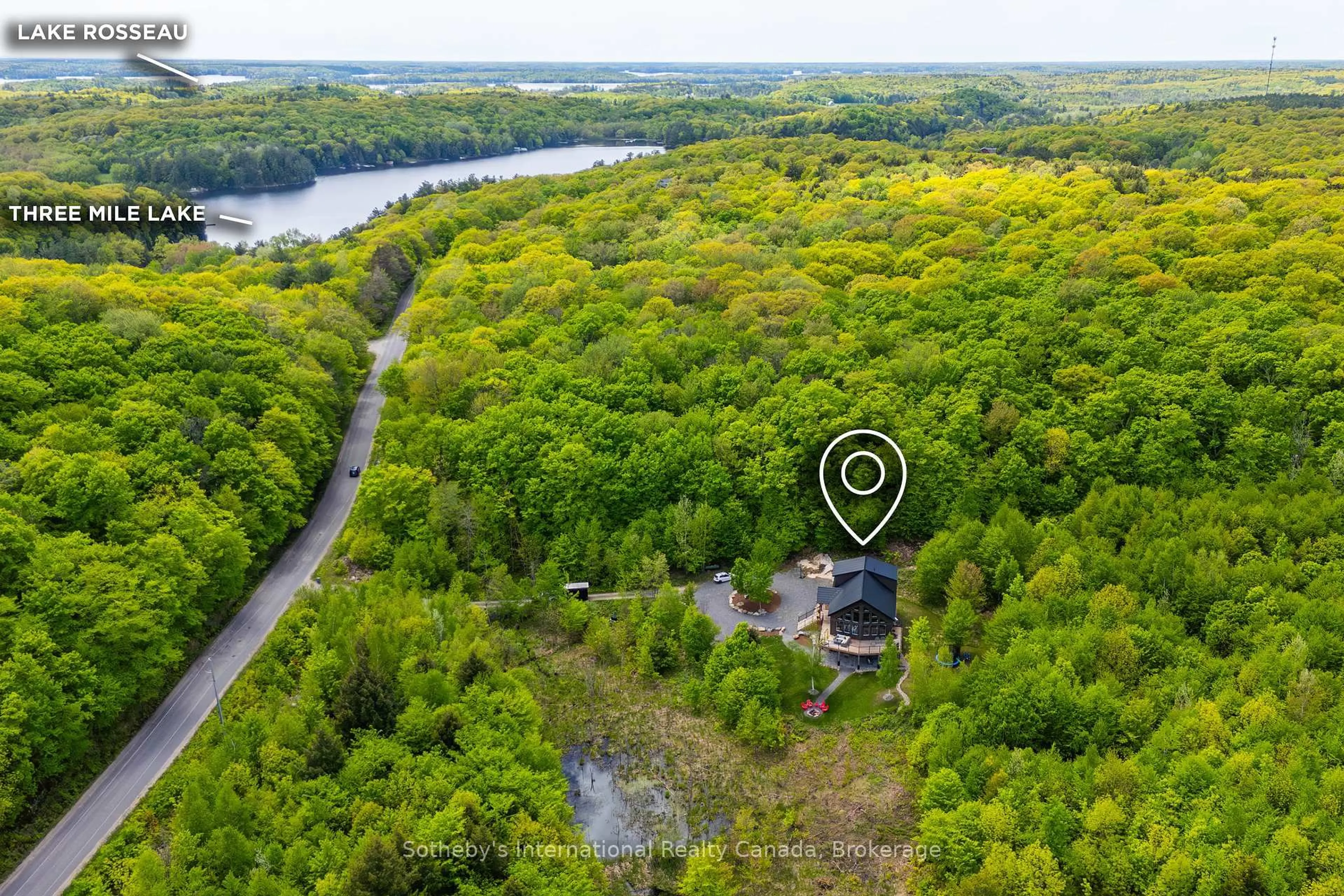 A pic from outside/outdoor area/front of a property/back of a property/a pic from drone, water/lake/river/ocean view for 1241 Northshore Rd, Muskoka Lakes Ontario P0B 1M0