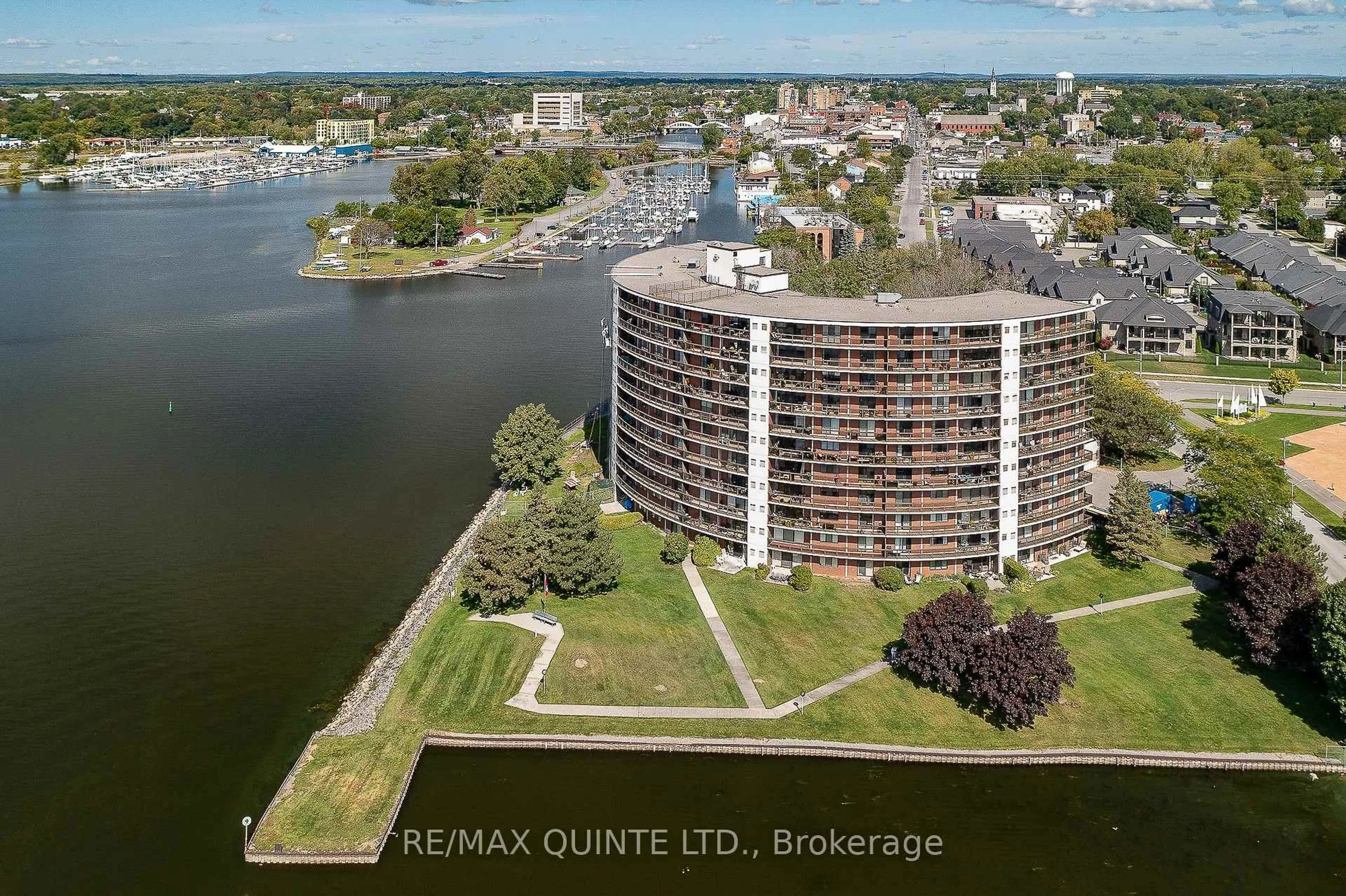 A pic from outside/outdoor area/front of a property/back of a property/a pic from drone, water/lake/river/ocean view for 2 South Front St #1004, Belleville Ontario K8N 5K7