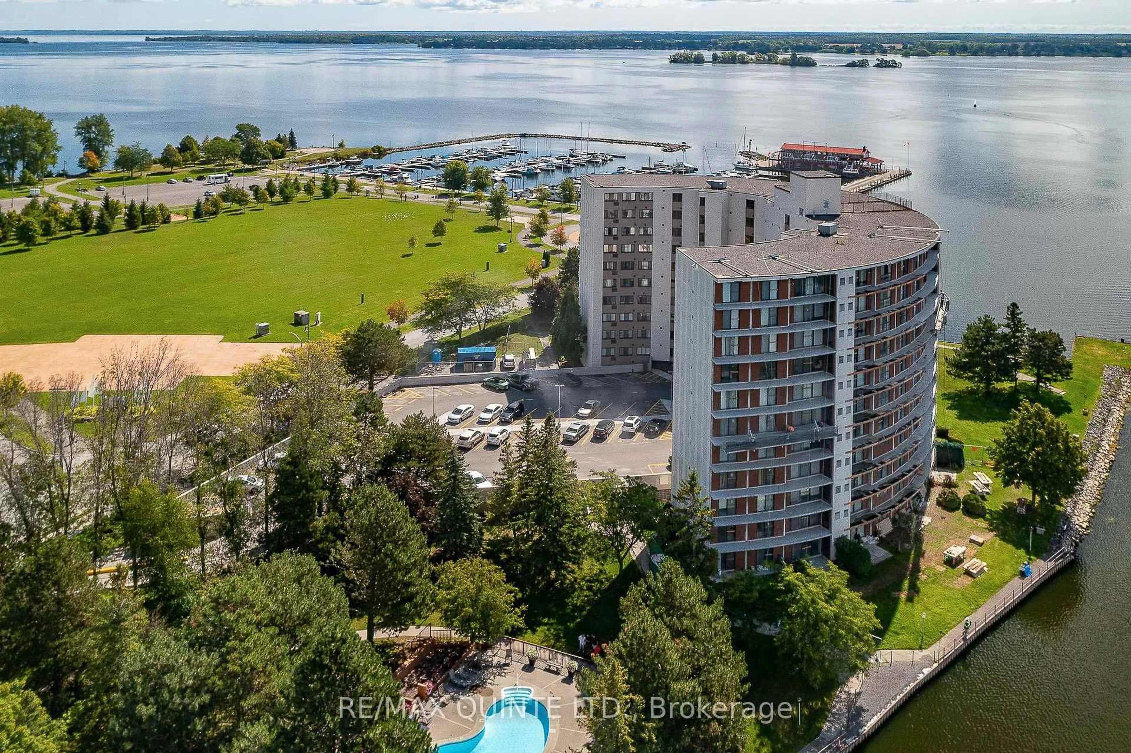A pic from outside/outdoor area/front of a property/back of a property/a pic from drone, water/lake/river/ocean view for 2 South Front St #1004, Belleville Ontario K8N 5K7