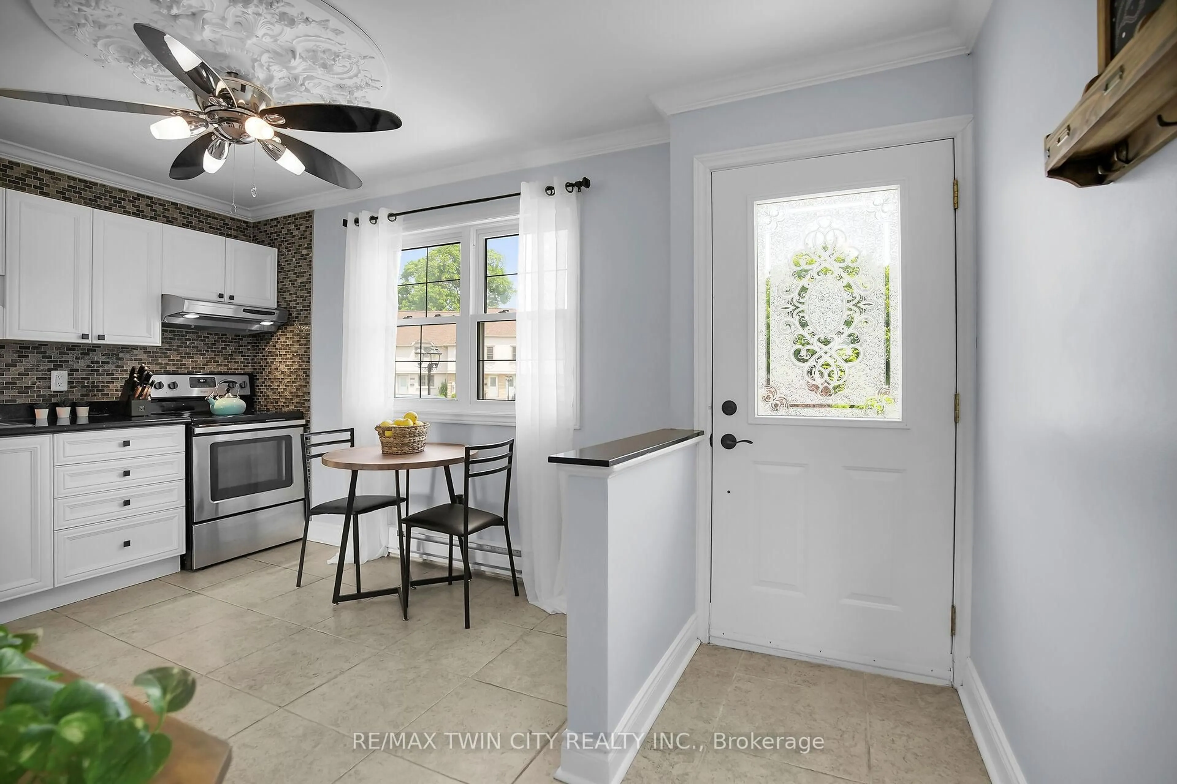 Open concept kitchen, ceramic/tile floor for 47 Blandford St #1, Woodstock Ontario N4S 7H7