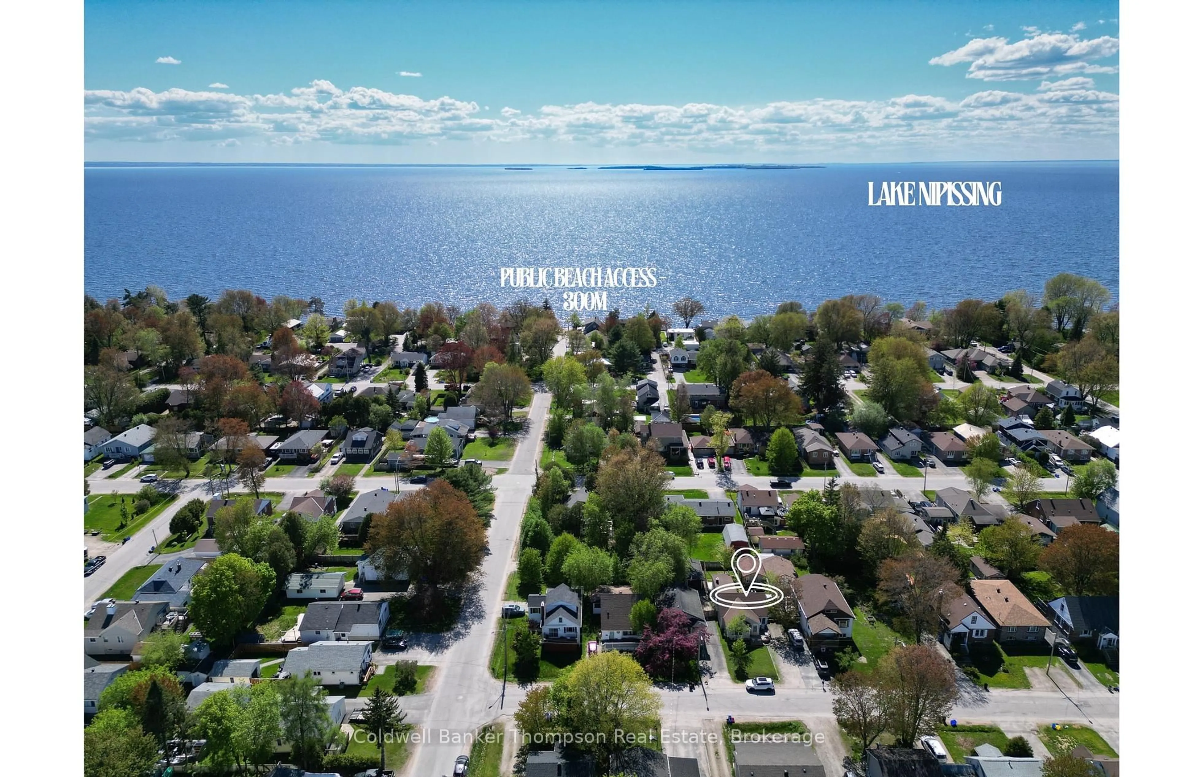 A pic from outside/outdoor area/front of a property/back of a property/a pic from drone, water/lake/river/ocean view for 101 Nelson Ave, North Bay Ontario P1A 1Z8