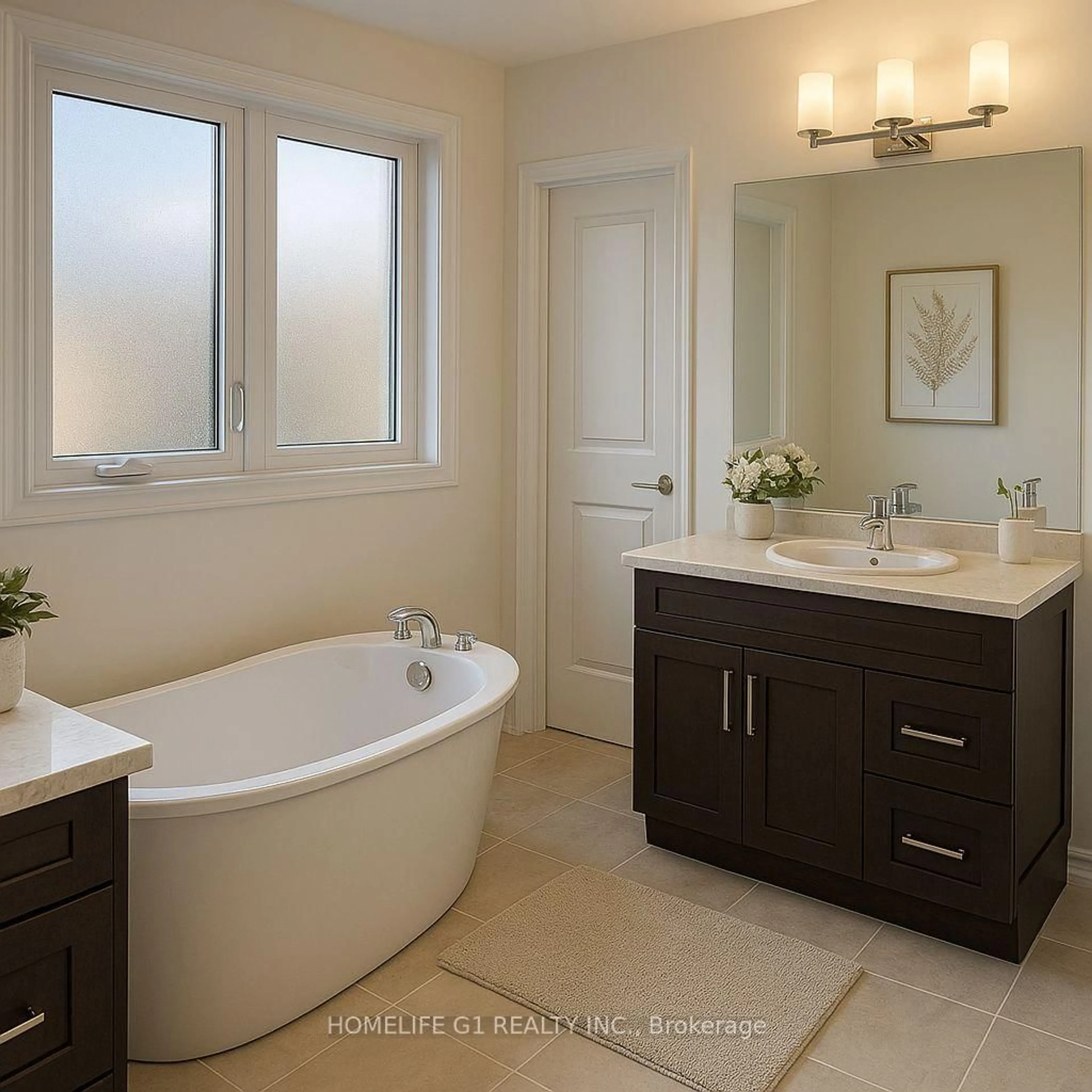 Contemporary bathroom, ceramic/tile floor for 9 Samuel Ave, Pelham Ontario L0S 1E1