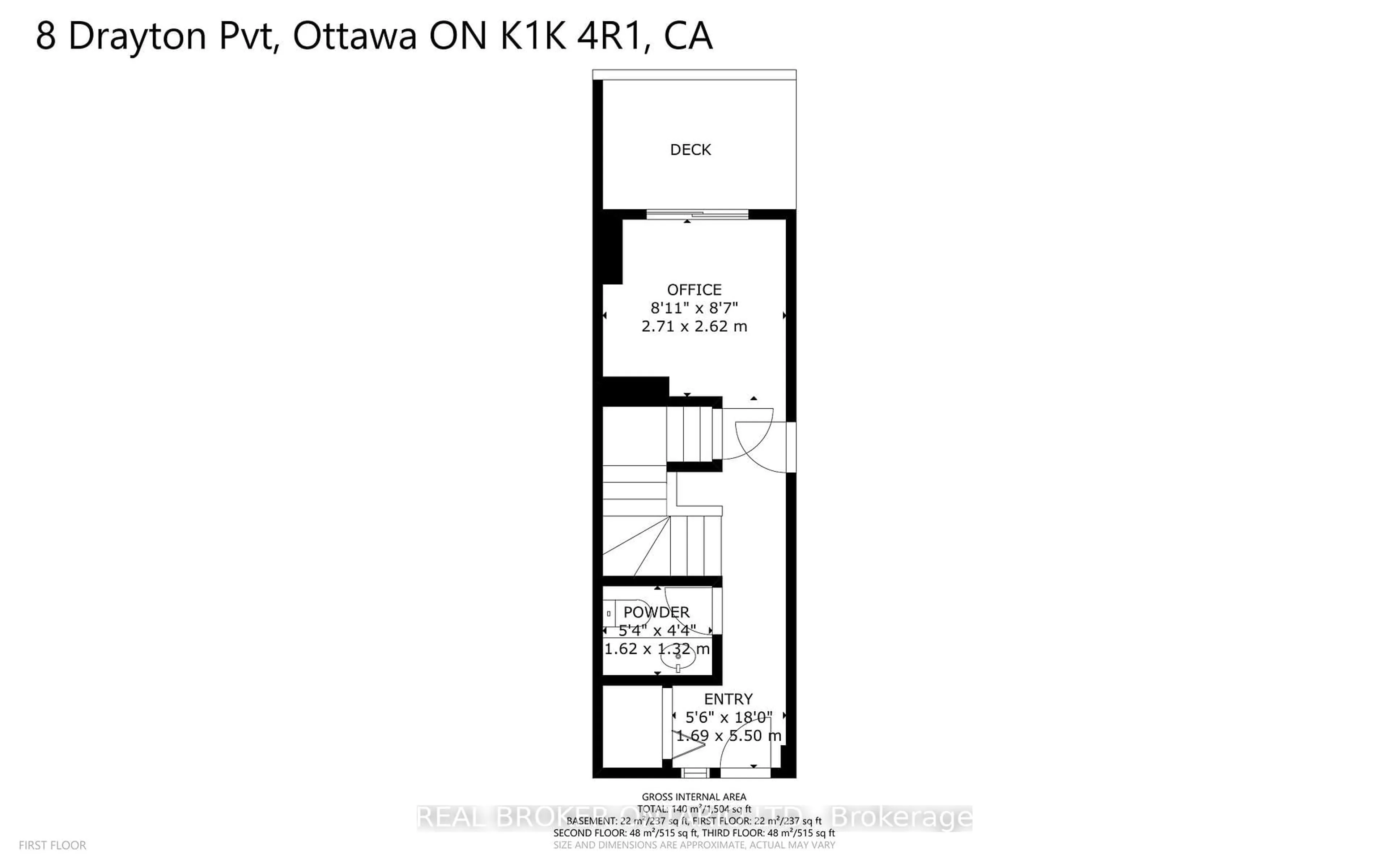 Floor plan for 8 Drayton N/A, Ottawa Ontario K1K 4R1