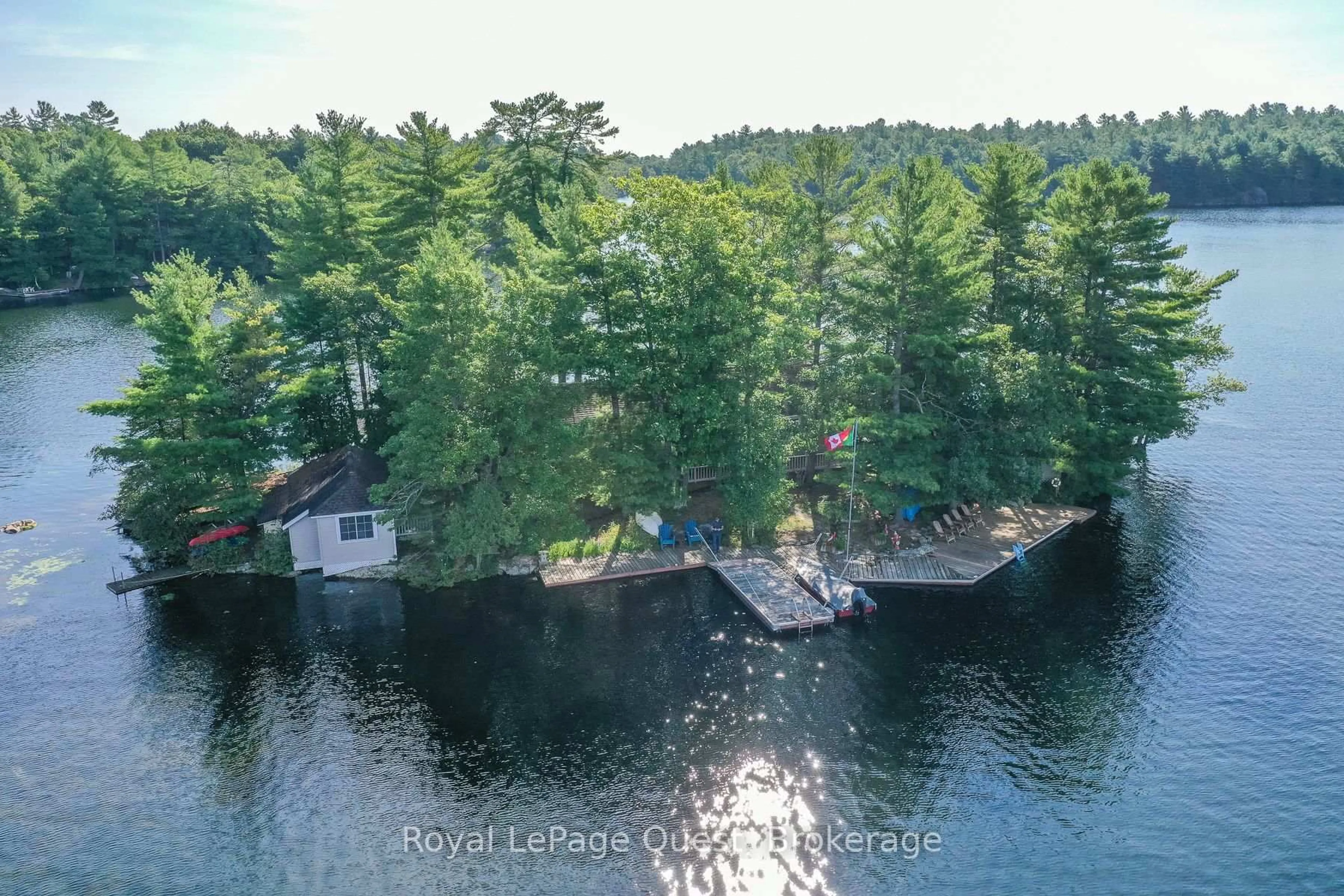 A pic from outside/outdoor area/front of a property/back of a property/a pic from drone, water/lake/river/ocean view for 1 Island 4SR N/A, Gravenhurst Ontario P0E 1G0