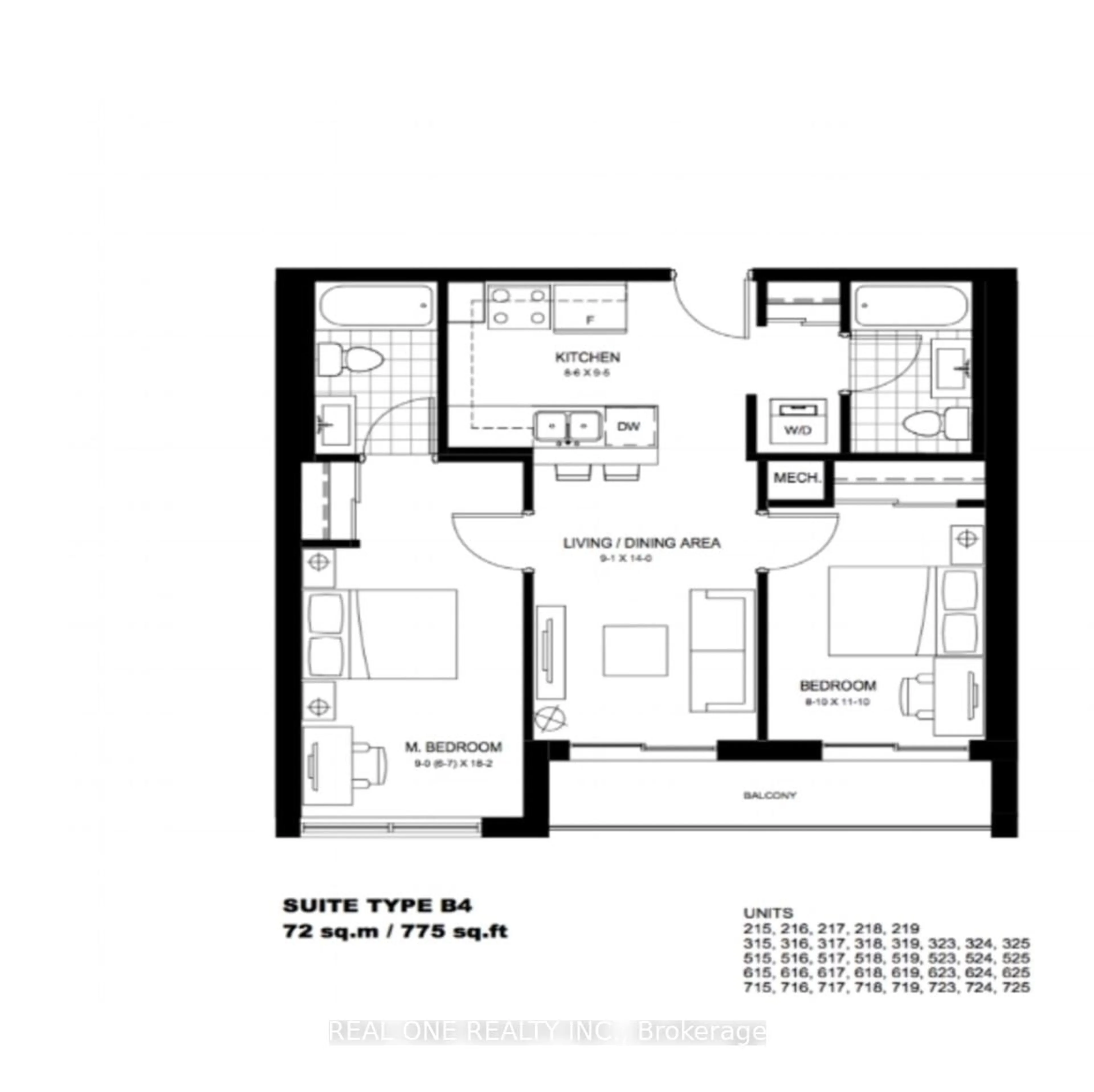 Floor plan for 251 Hemlock St #316, Waterloo Ontario N2L 3R4