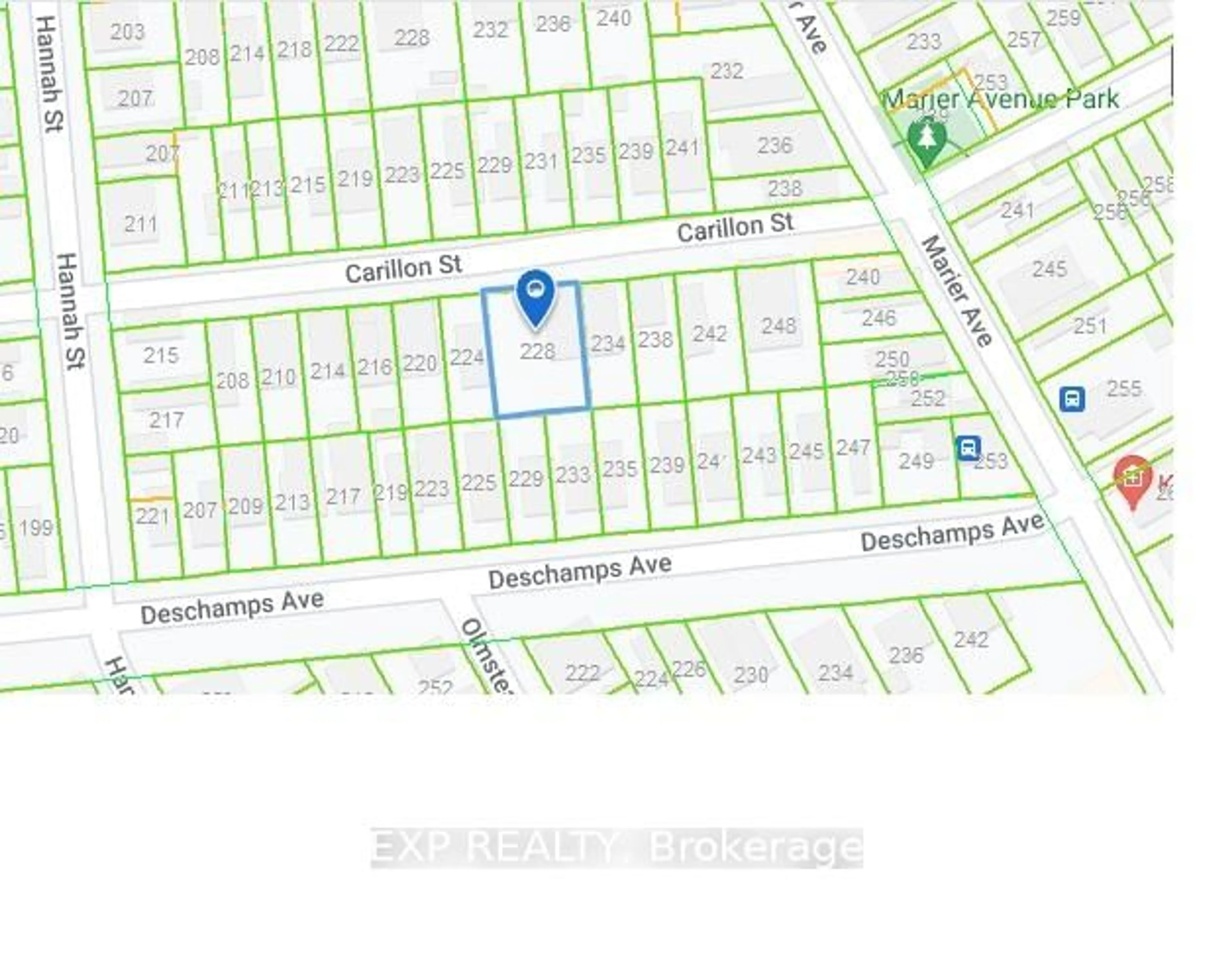 Picture of a map for 228 CARILLON St, Ottawa Ontario K1L 5X8