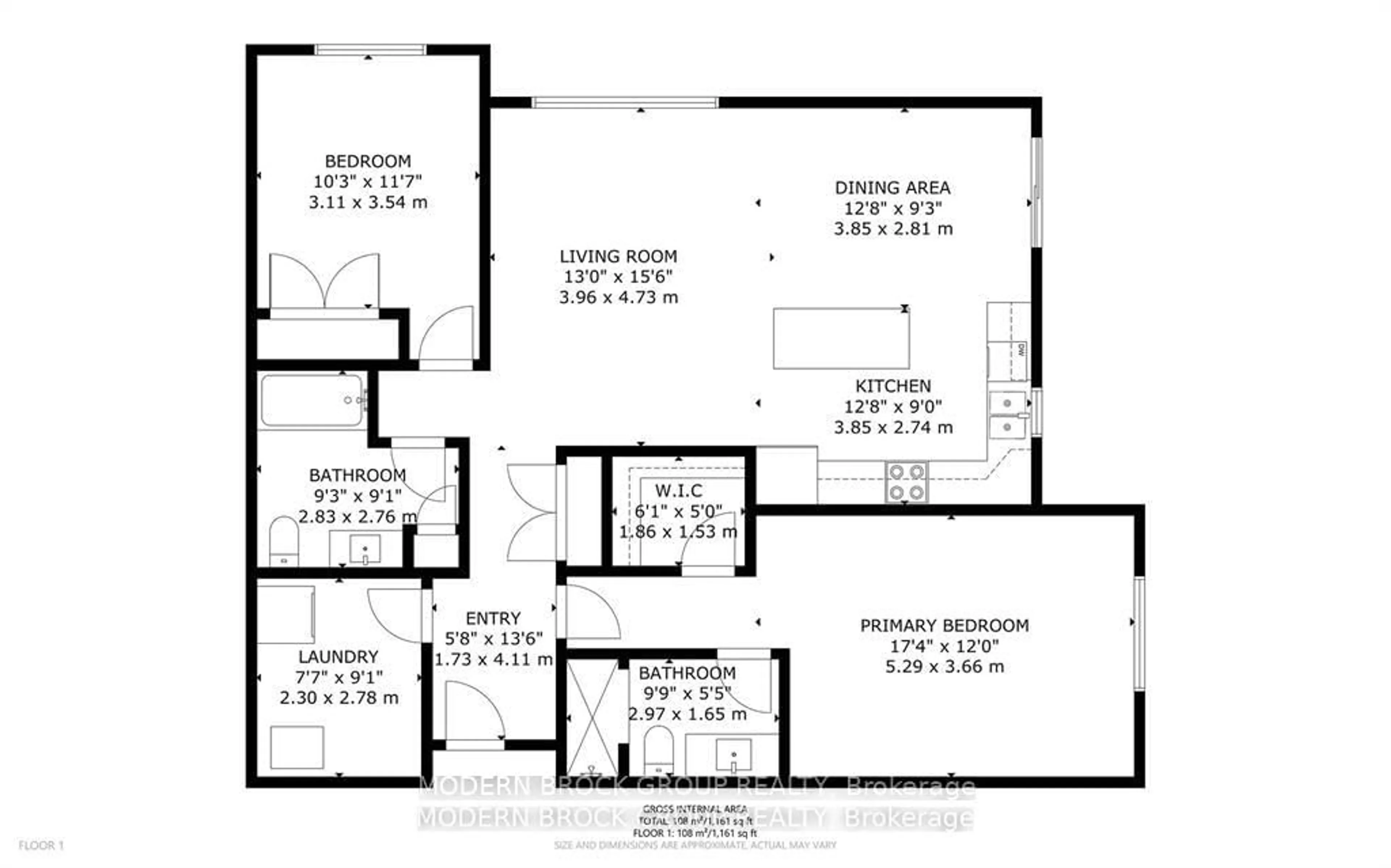 Floor plan for 1109 Millwood Ave #103, Brockville Ontario K6V 0C7