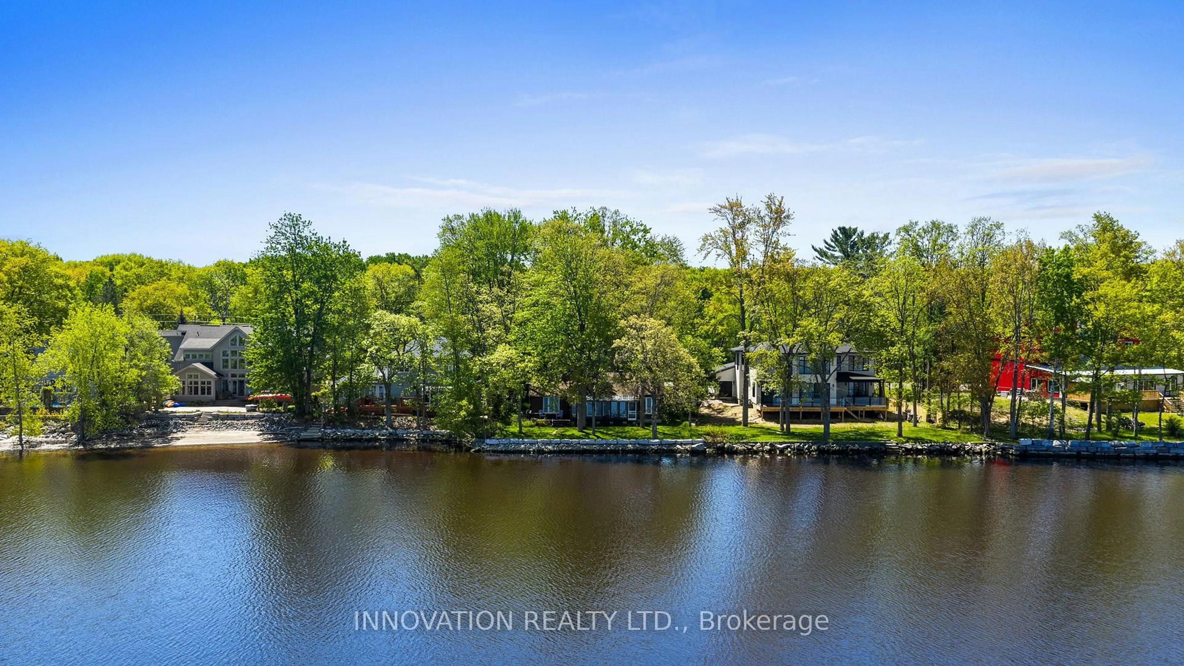 A pic from outside/outdoor area/front of a property/back of a property/a pic from drone, water/lake/river/ocean view for 852 Bayview Dr, Ottawa Ontario K0A 3M0