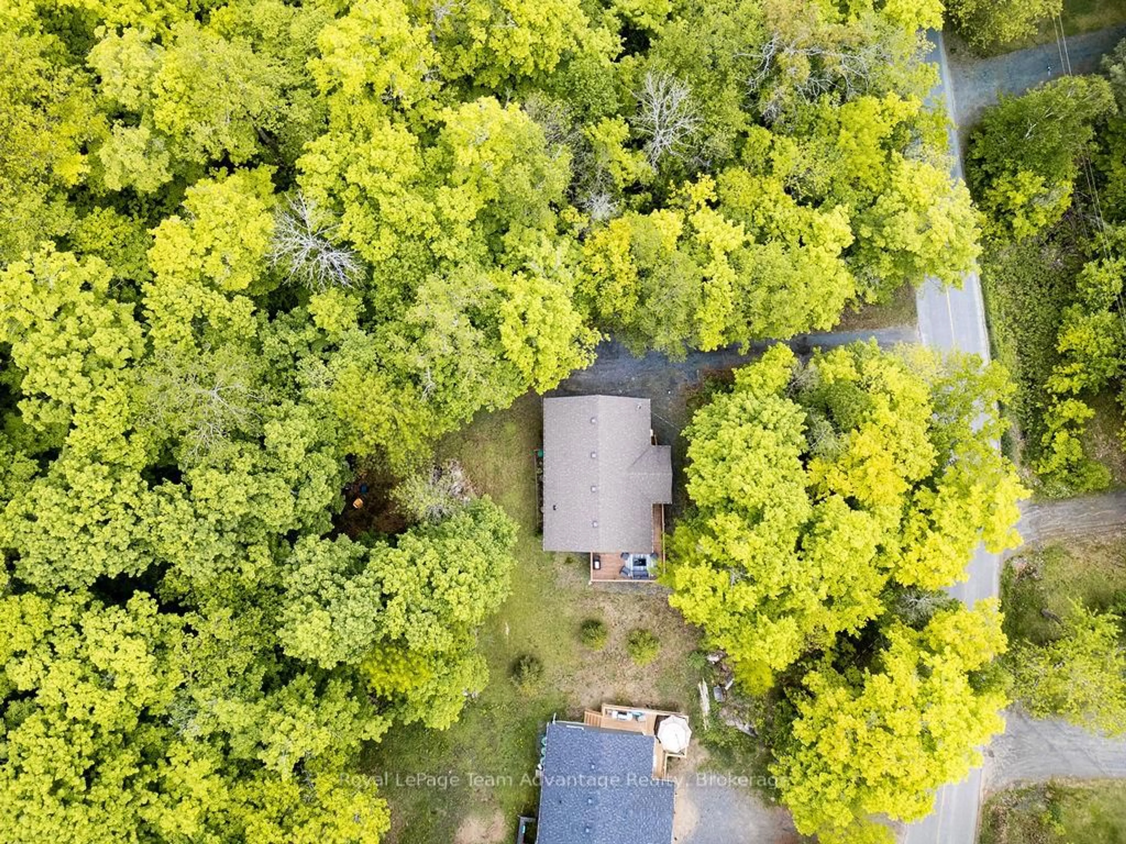 A pic from outside/outdoor area/front of a property/back of a property/a pic from drone, forest/trees view for 14 Beaver Tr, McDougall Ontario P2A 2W7