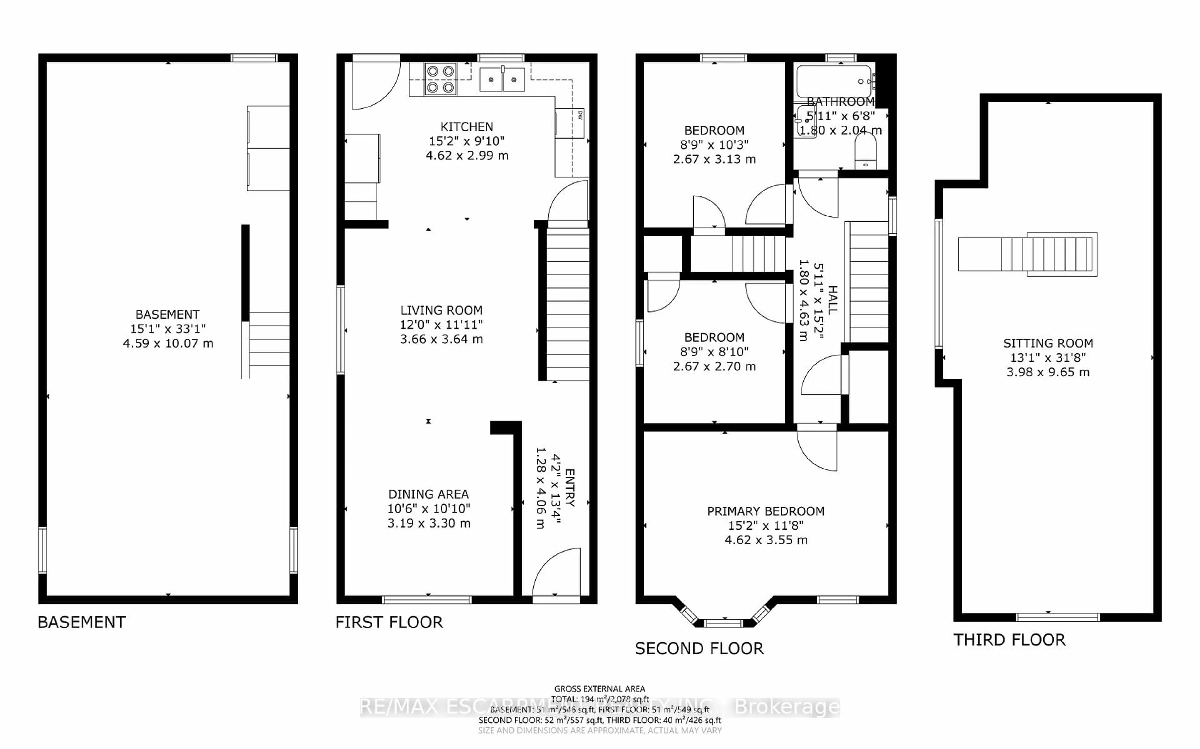 Floor plan for 224 Cumberland Ave, Hamilton Ontario L8M 1Z7