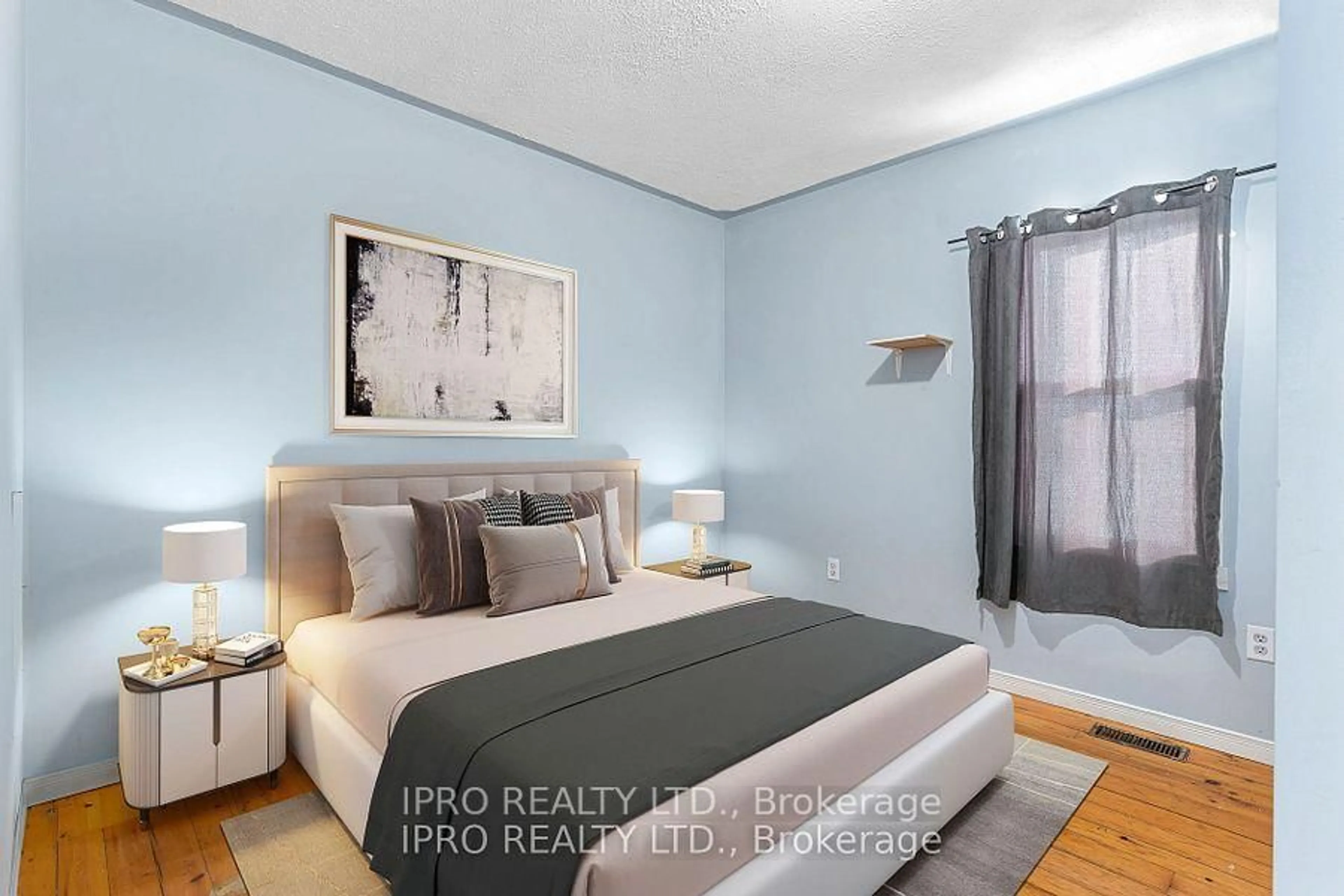 Bedroom with bed, wood/laminate floor for 355 18TH St, Owen Sound Ontario N4K 4C2