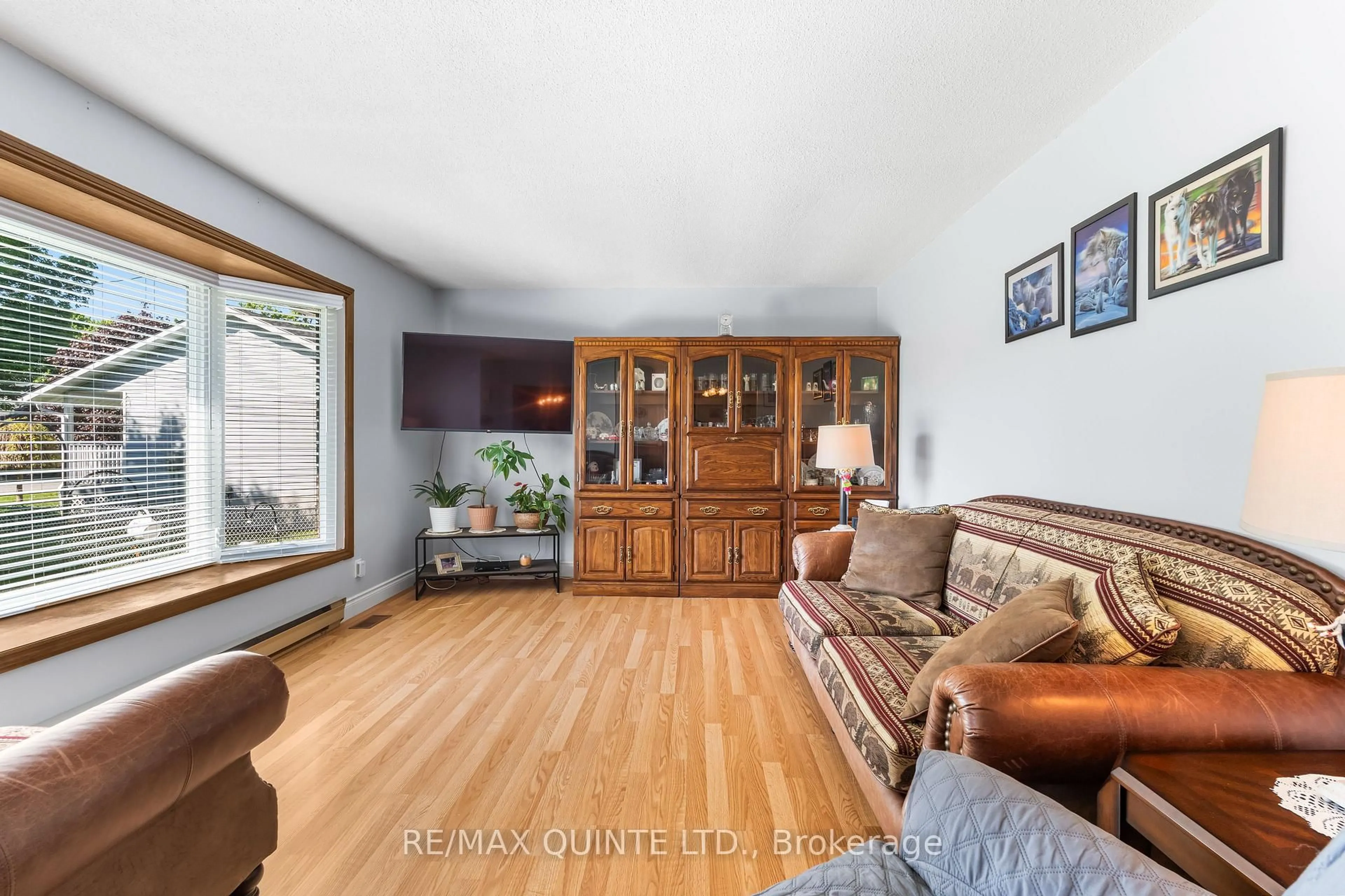 Living room with furniture, wood/laminate floor for 91 Hoskin Rd, Belleville Ontario K8P 5N6
