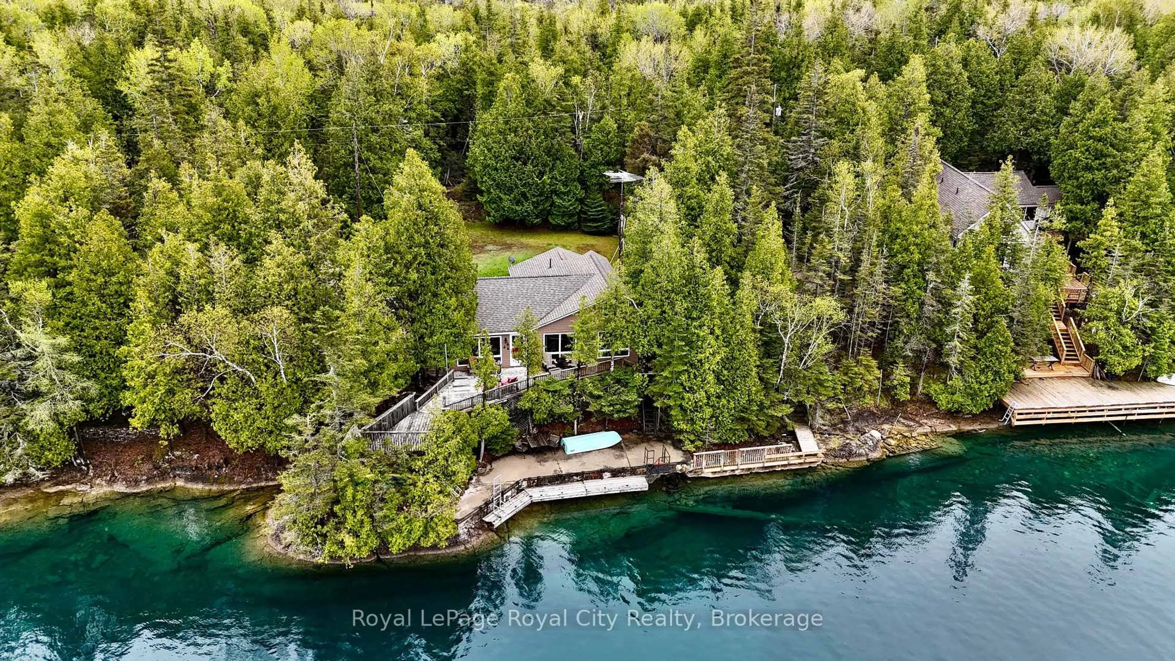 A pic from outside/outdoor area/front of a property/back of a property/a pic from drone, water/lake/river/ocean view for 120 Big Tub Rd, Northern Bruce Peninsula Ontario N0H 2R0