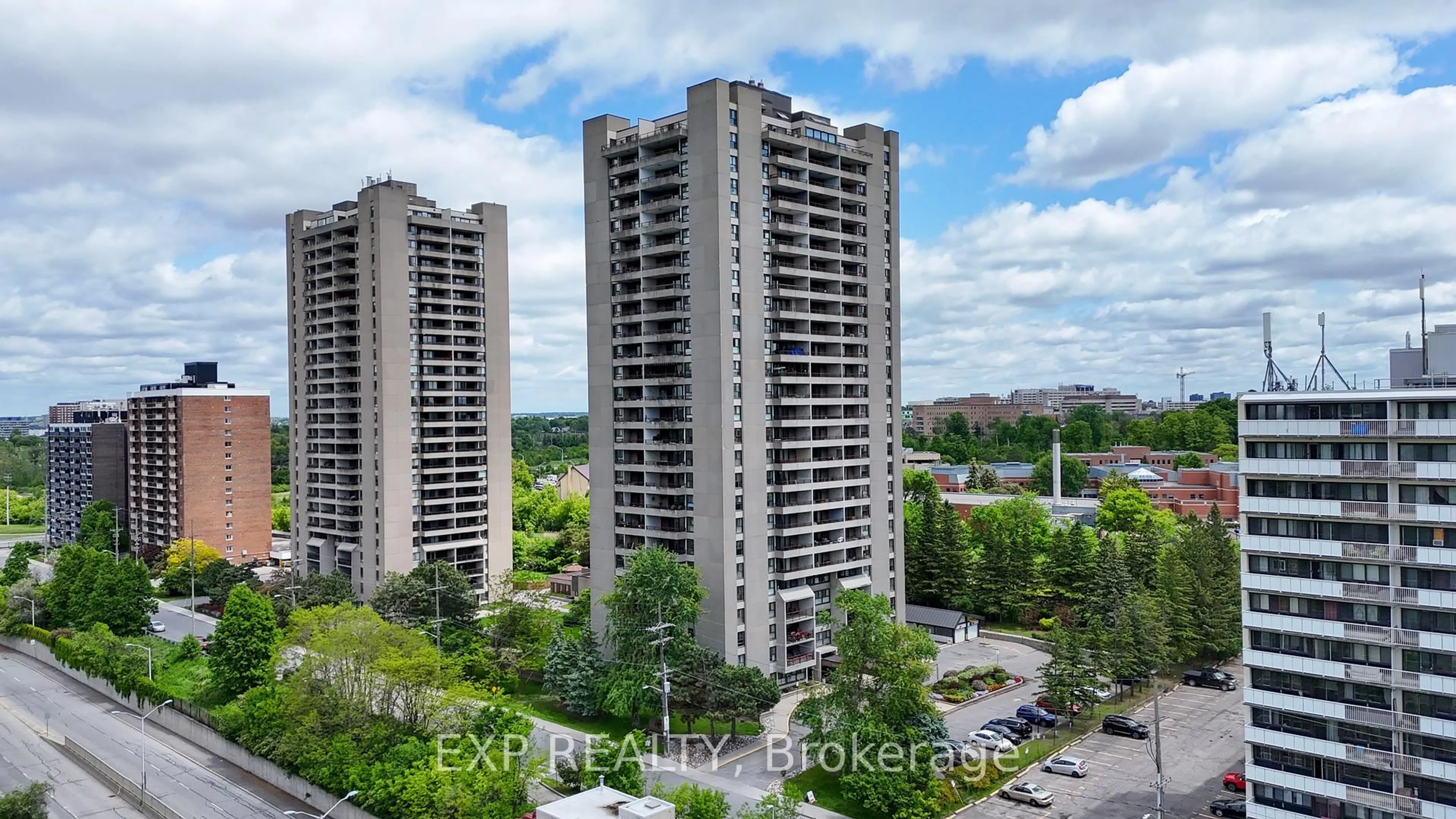 A pic from outside/outdoor area/front of a property/back of a property/a pic from drone, city buildings view from balcony for 1785 Frobisher Lane #809, Ottawa Ontario K1G 3T7