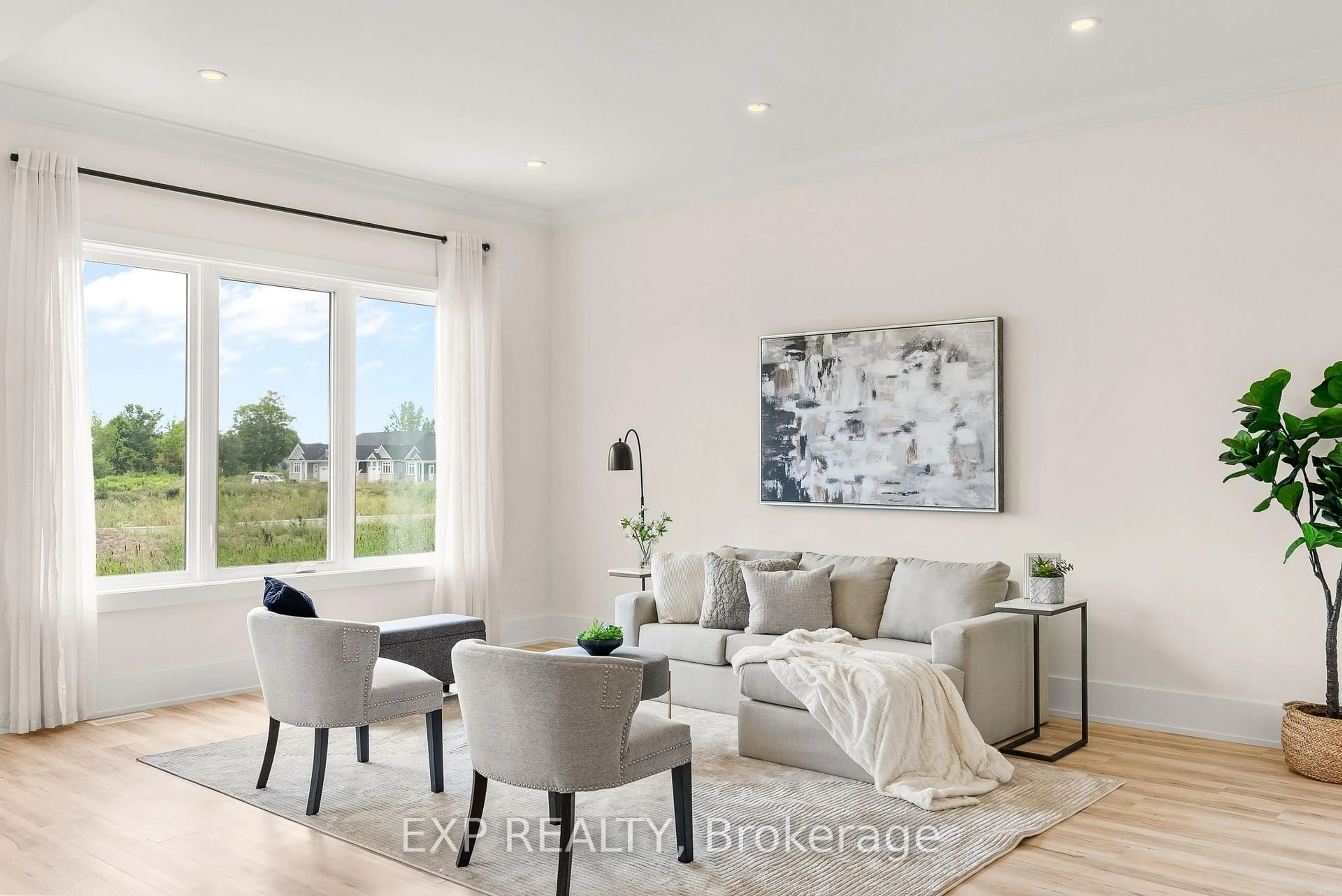 Living room with furniture, wood/laminate floor for 49 Alicia Cres, Thorold Ontario L2V 0M1