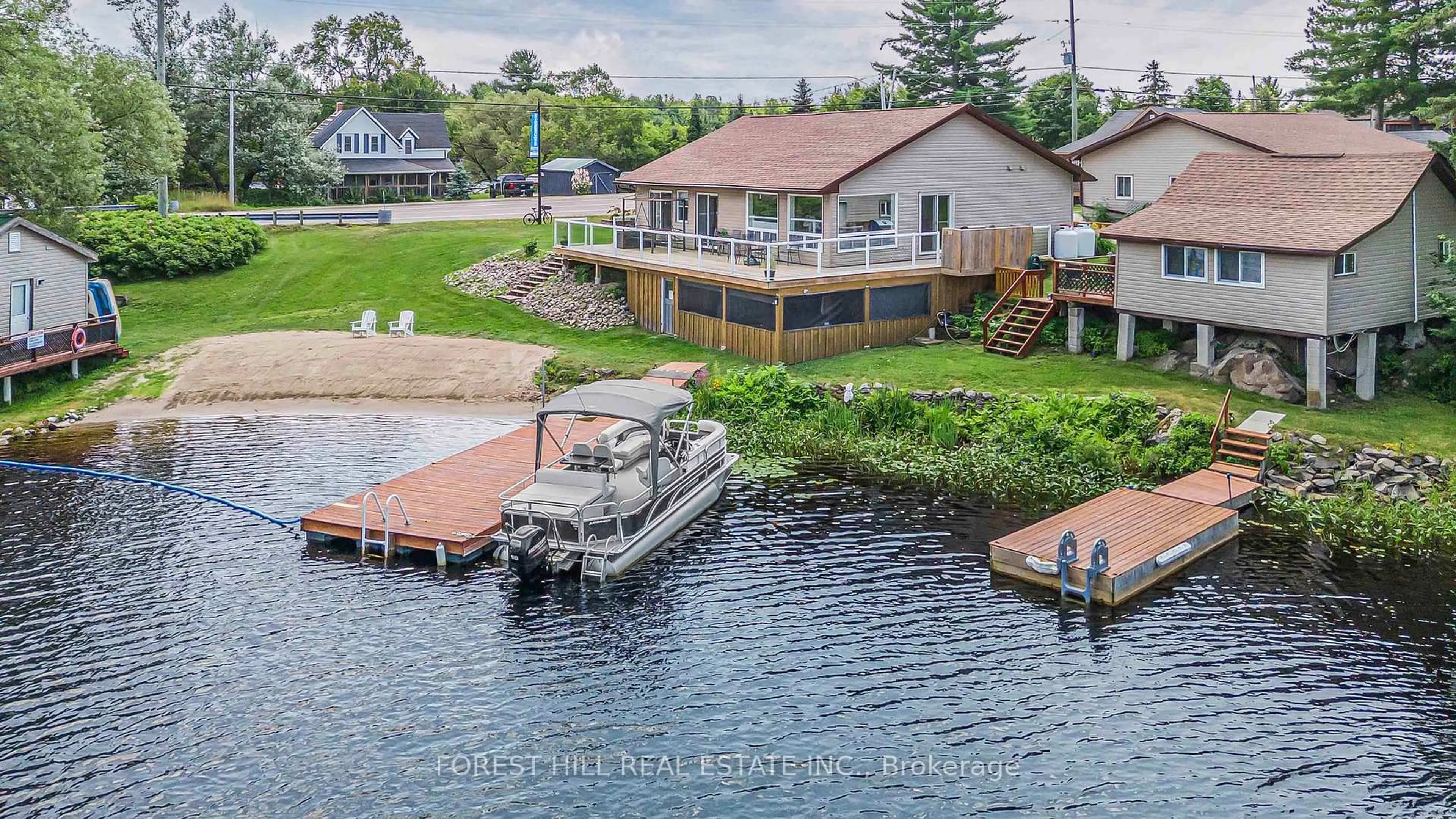 A pic from outside/outdoor area/front of a property/back of a property/a pic from drone, water/lake/river/ocean view for 2216 Hwy 124, Whitestone Ontario P0A 1G0