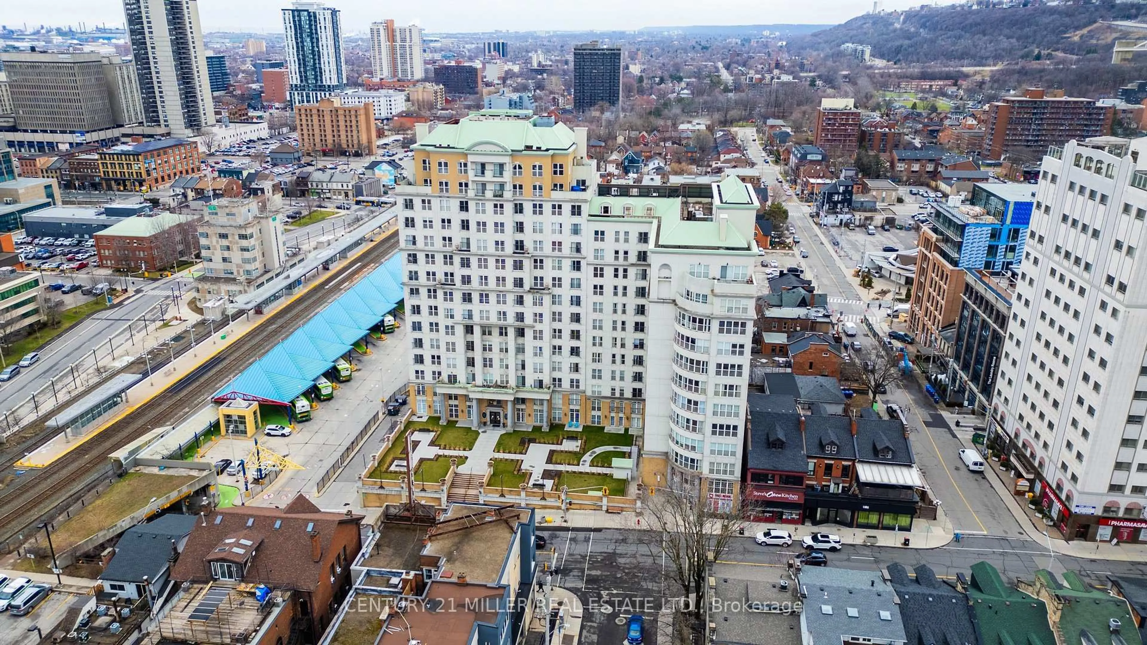 A pic from outside/outdoor area/front of a property/back of a property/a pic from drone, city buildings view from balcony for 135 James St #315, Hamilton Ontario L8P 2Z6