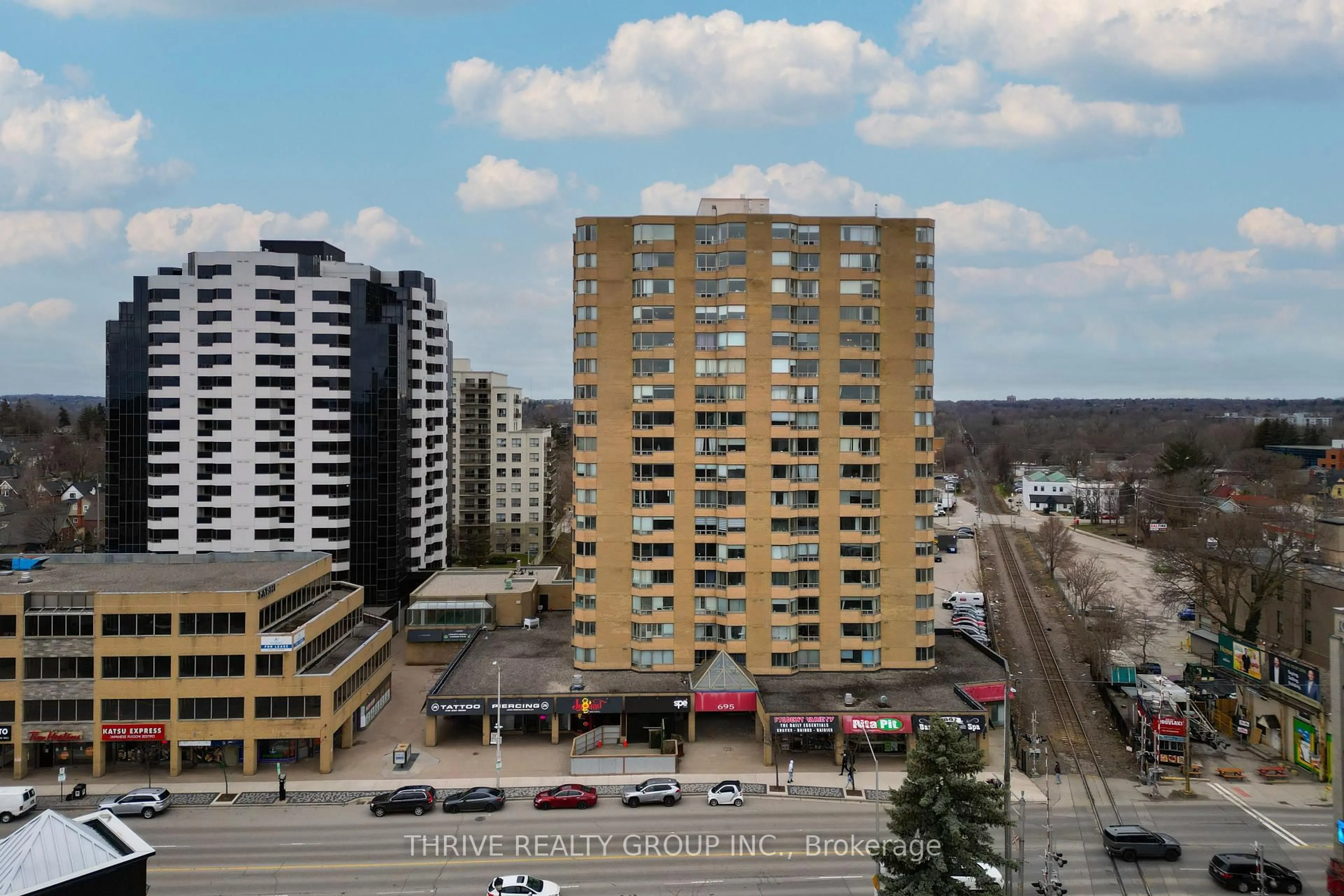 A pic from outside/outdoor area/front of a property/back of a property/a pic from drone, city buildings view from balcony for 695 Richmond St #508, London East Ontario N6A 5M8