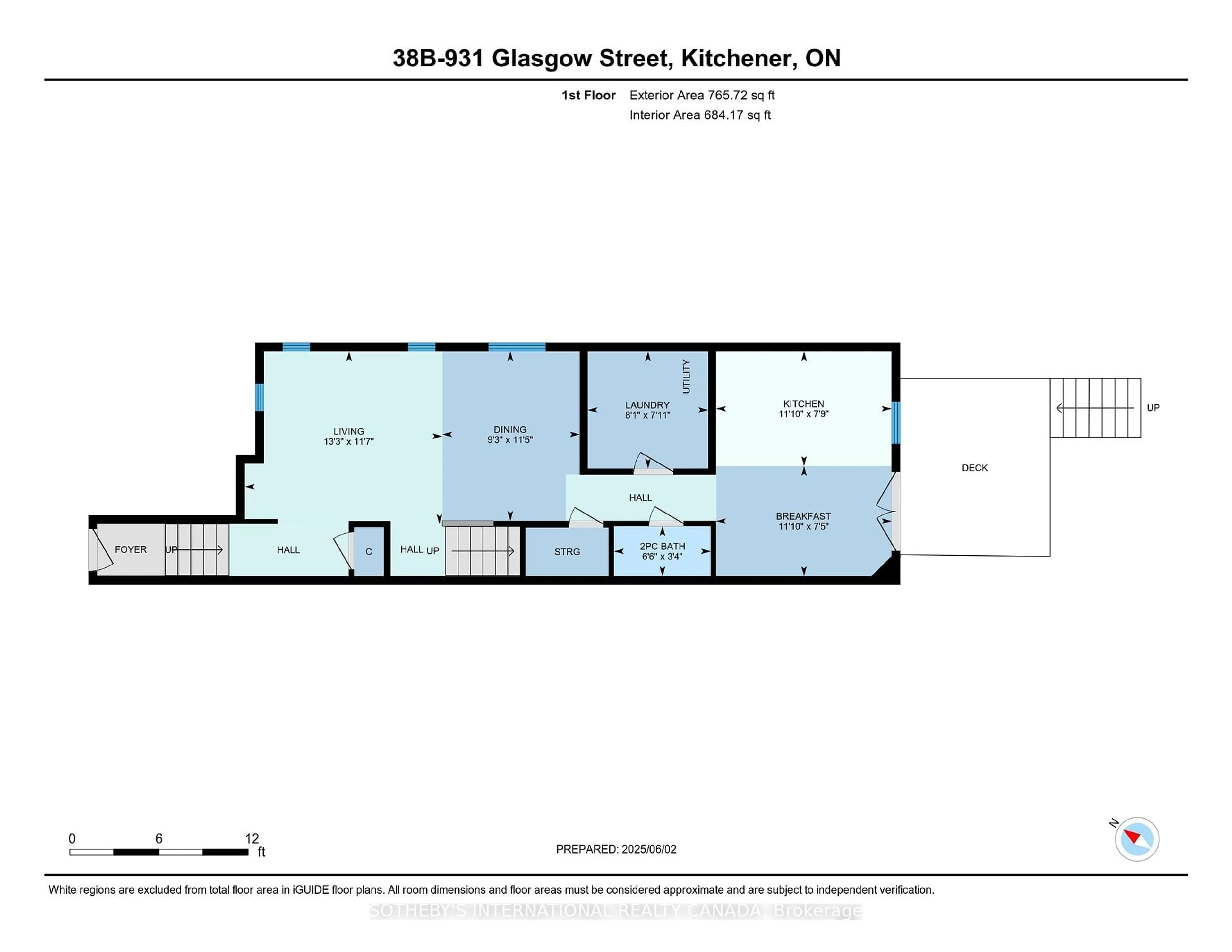 Floor plan for 931 Glasgow St #38B, Waterloo Ontario N2N 0B6