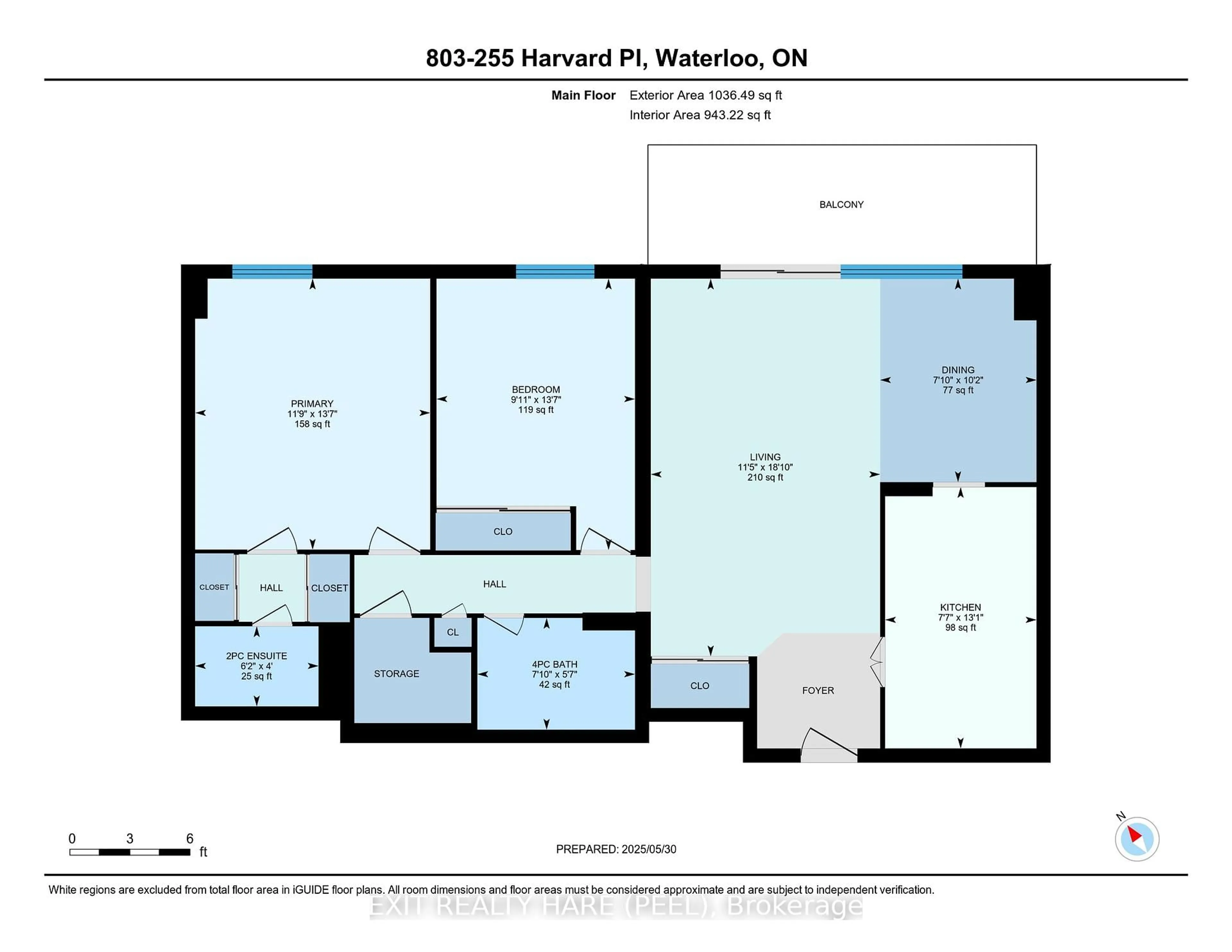 Floor plan for 225 Harvard PI Pl #804, Waterloo Ontario N2J 4H4