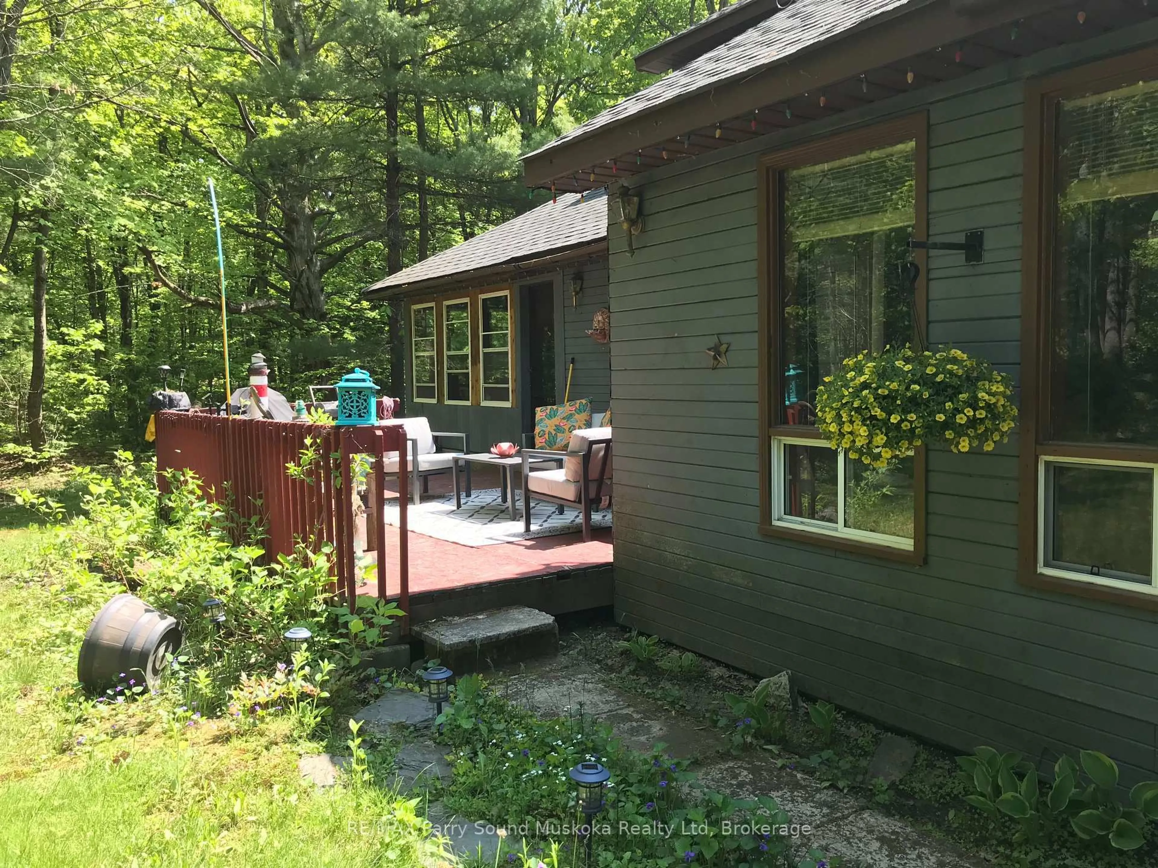 Patio, forest/trees view for 36 Windfall Lake Rd, Seguin Ontario P2A 0B2