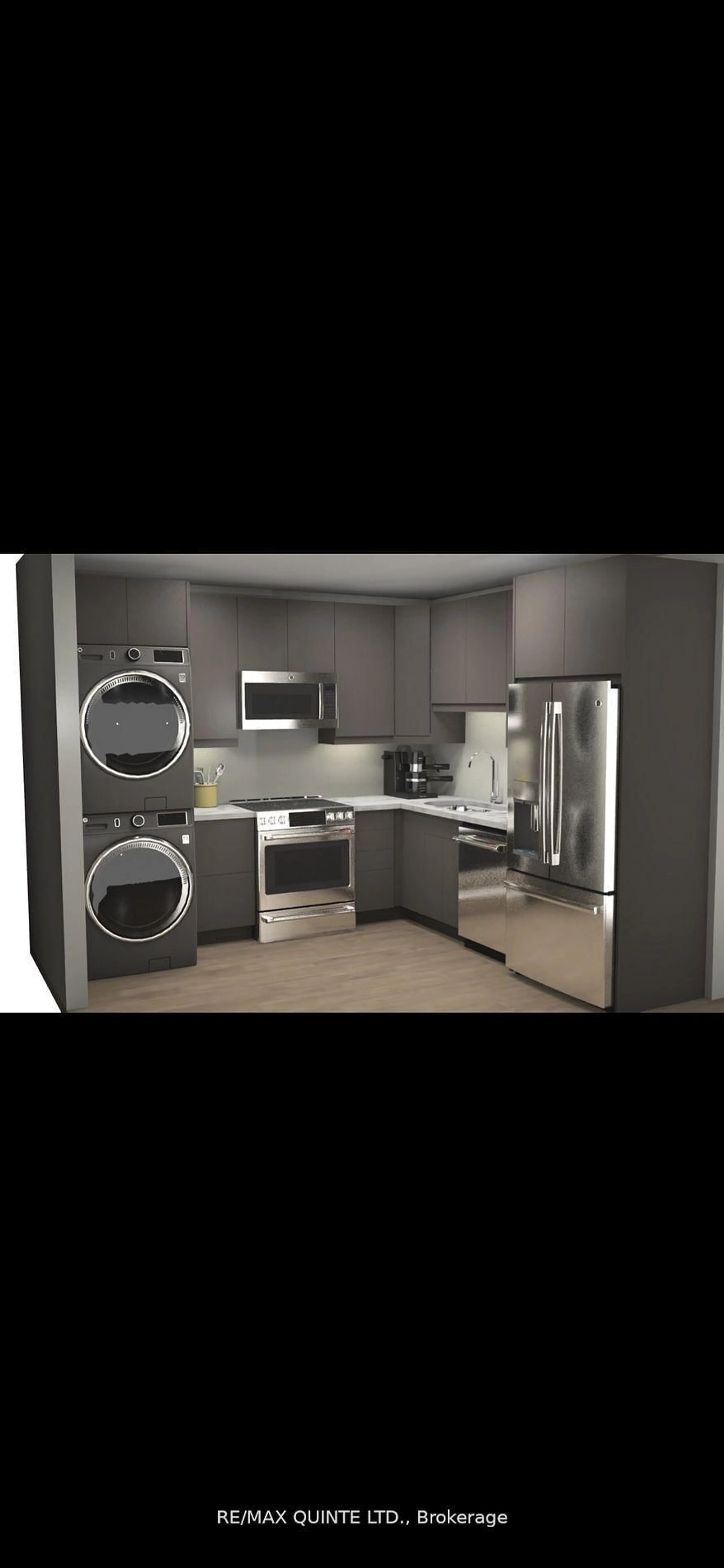 Kitchen with laundary machines, unknown for 12 Clara Dr #308, Prince Edward County Ontario K0K 2T0