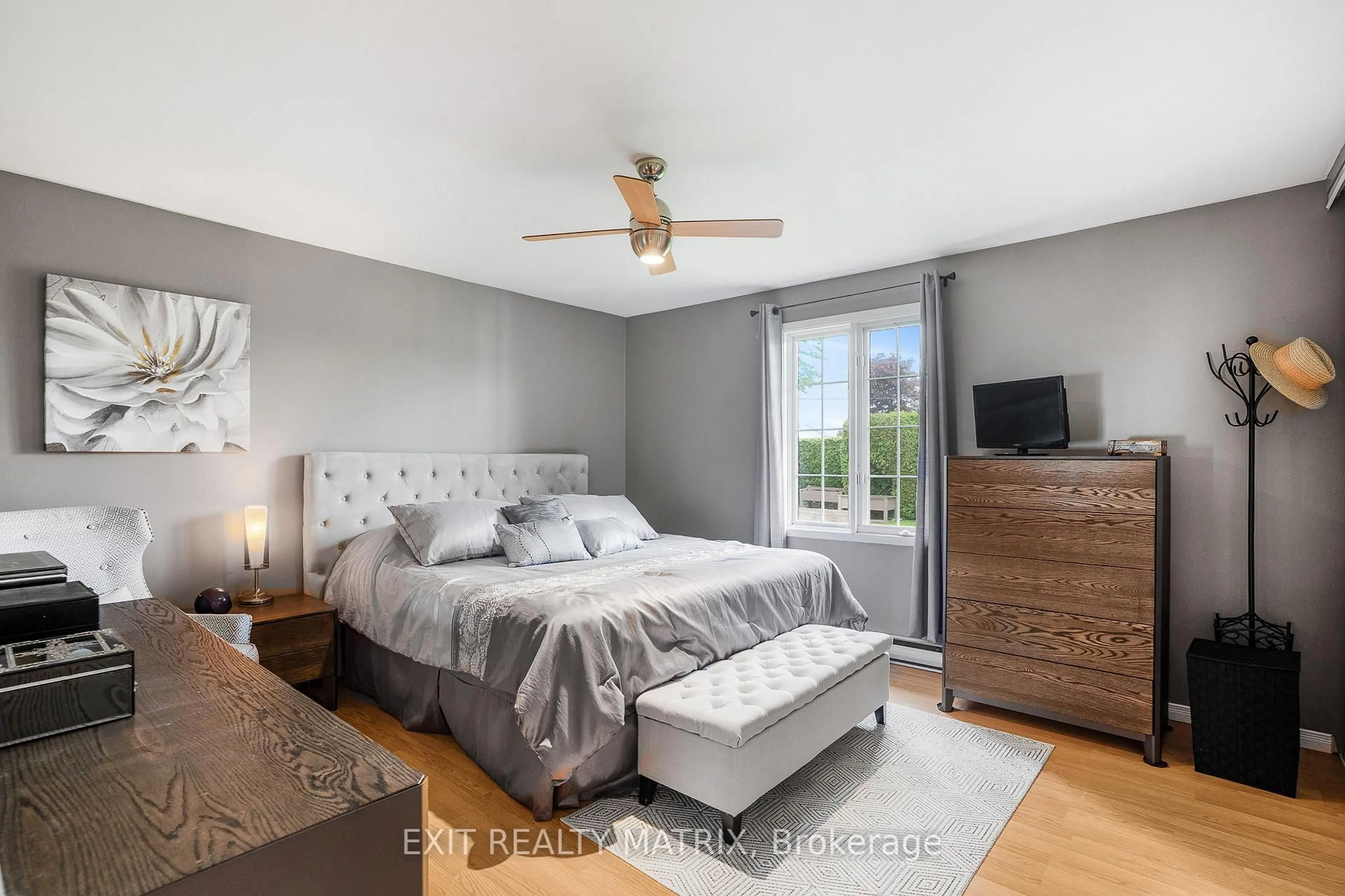 Bedroom with bed, wood/laminate floor for 40 Laval Pl, Hawkesbury Ontario K6A 2V4