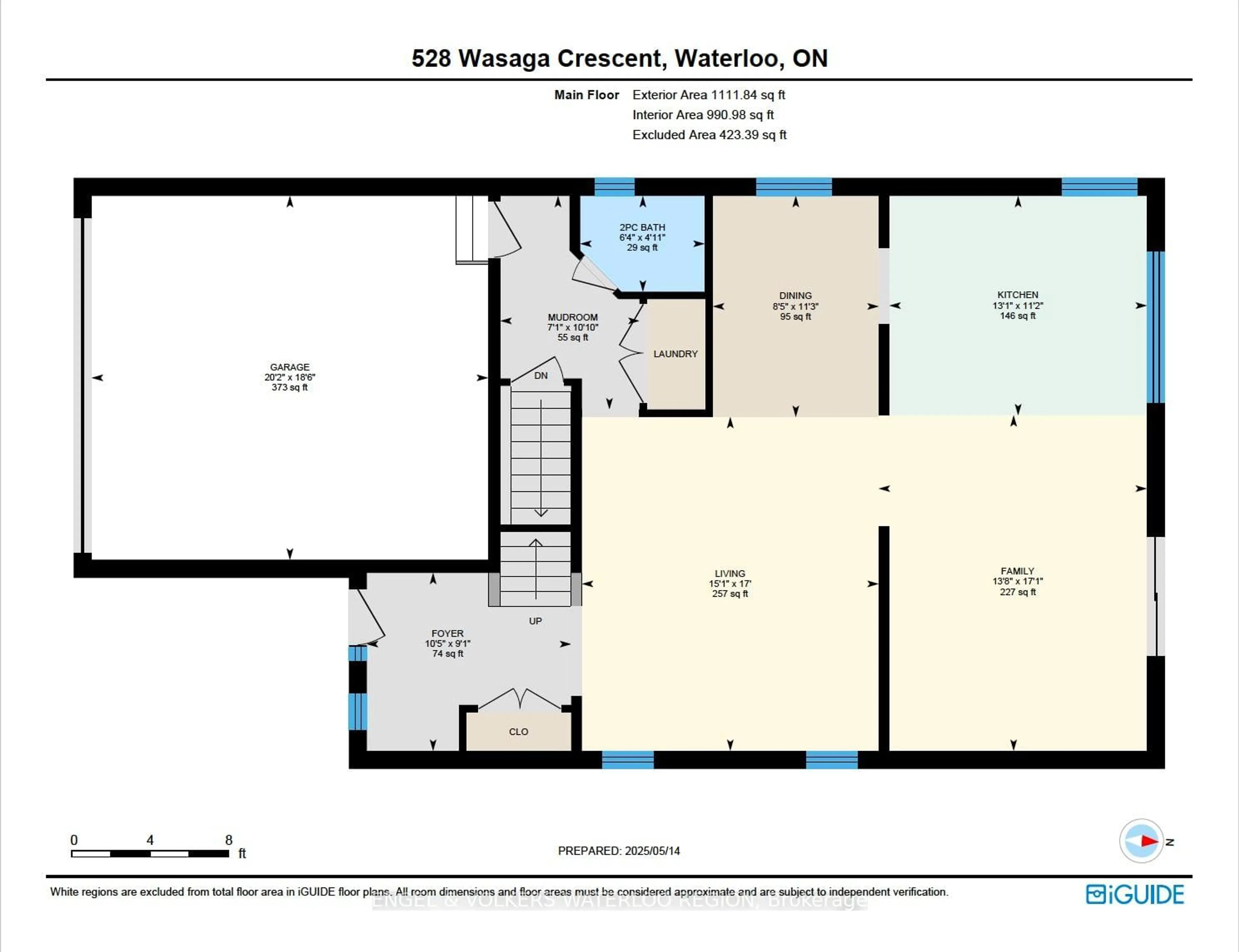 Floor plan for 528 Wasaga Cres, Waterloo Ontario N2V 2Y8