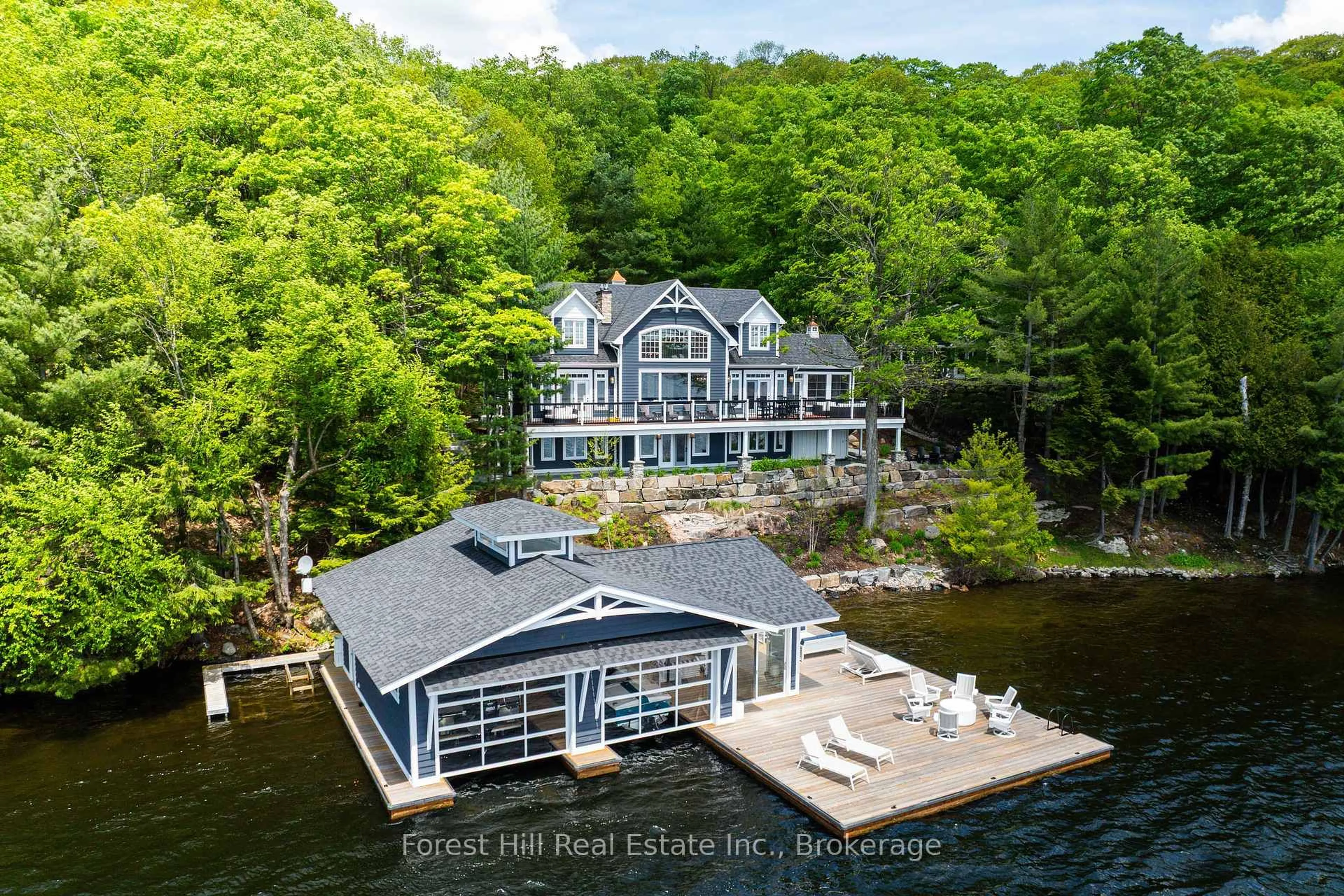 A pic from outside/outdoor area/front of a property/back of a property/a pic from drone, water/lake/river/ocean view for 1405 Juddhaven Rd #54, Muskoka Lakes Ontario P0B 1G0