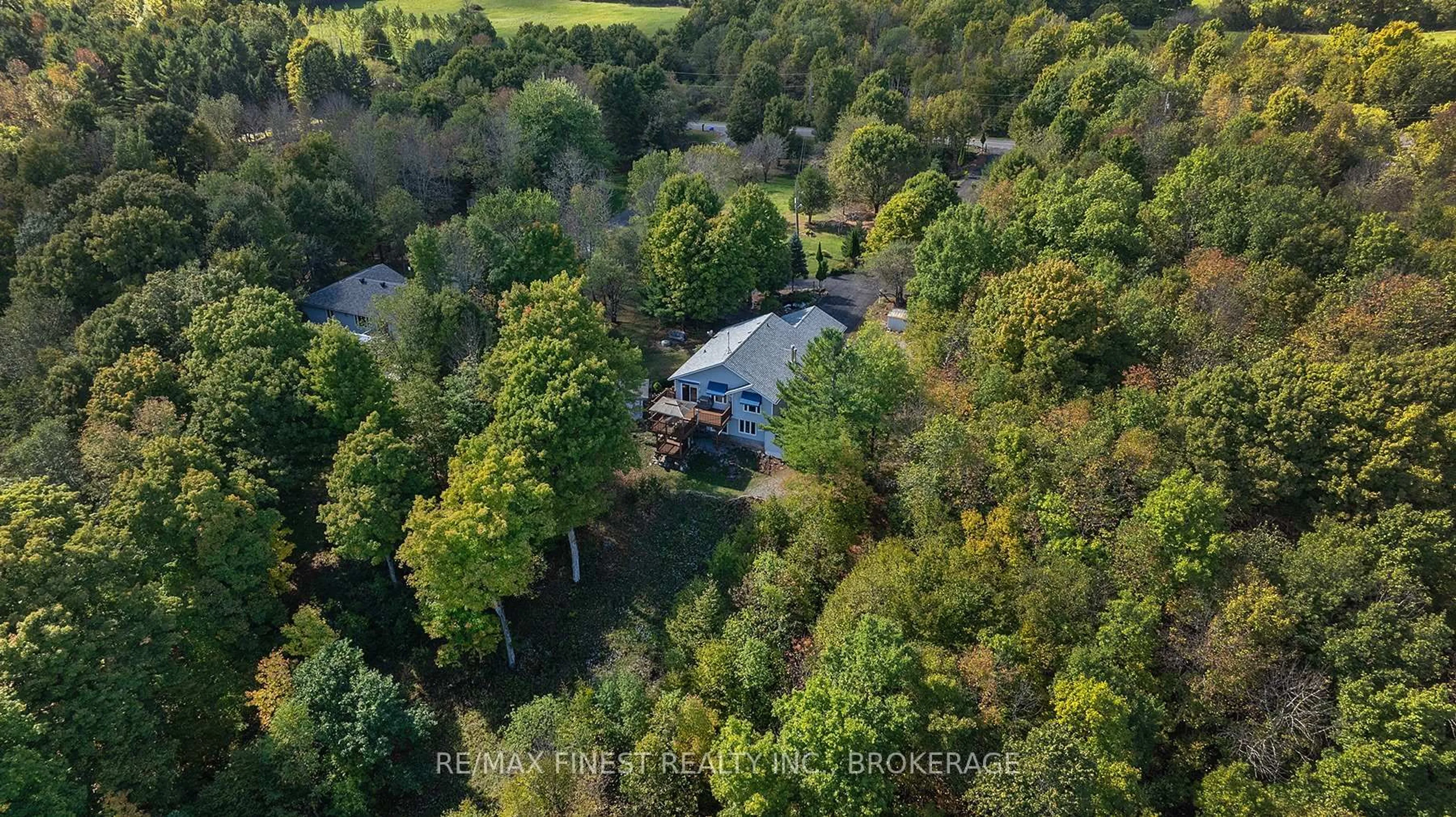 A pic from outside/outdoor area/front of a property/back of a property/a pic from drone, forest/trees view for 4522 SILLS BAY Rd, Sydenham Ontario K0H 2T0