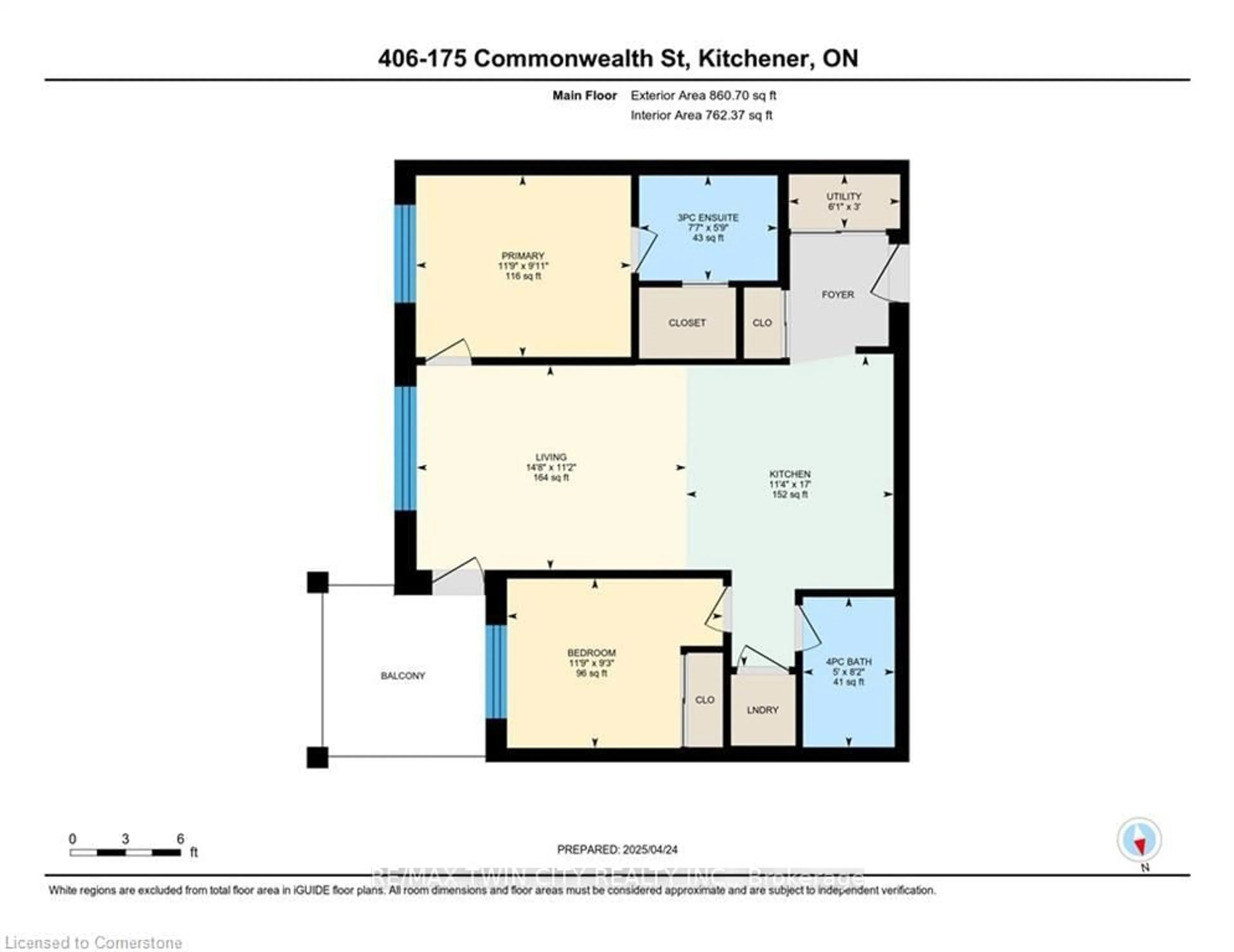 Floor plan for 175 Commonwealth St #406, Kitchener Ontario N2E 0H4