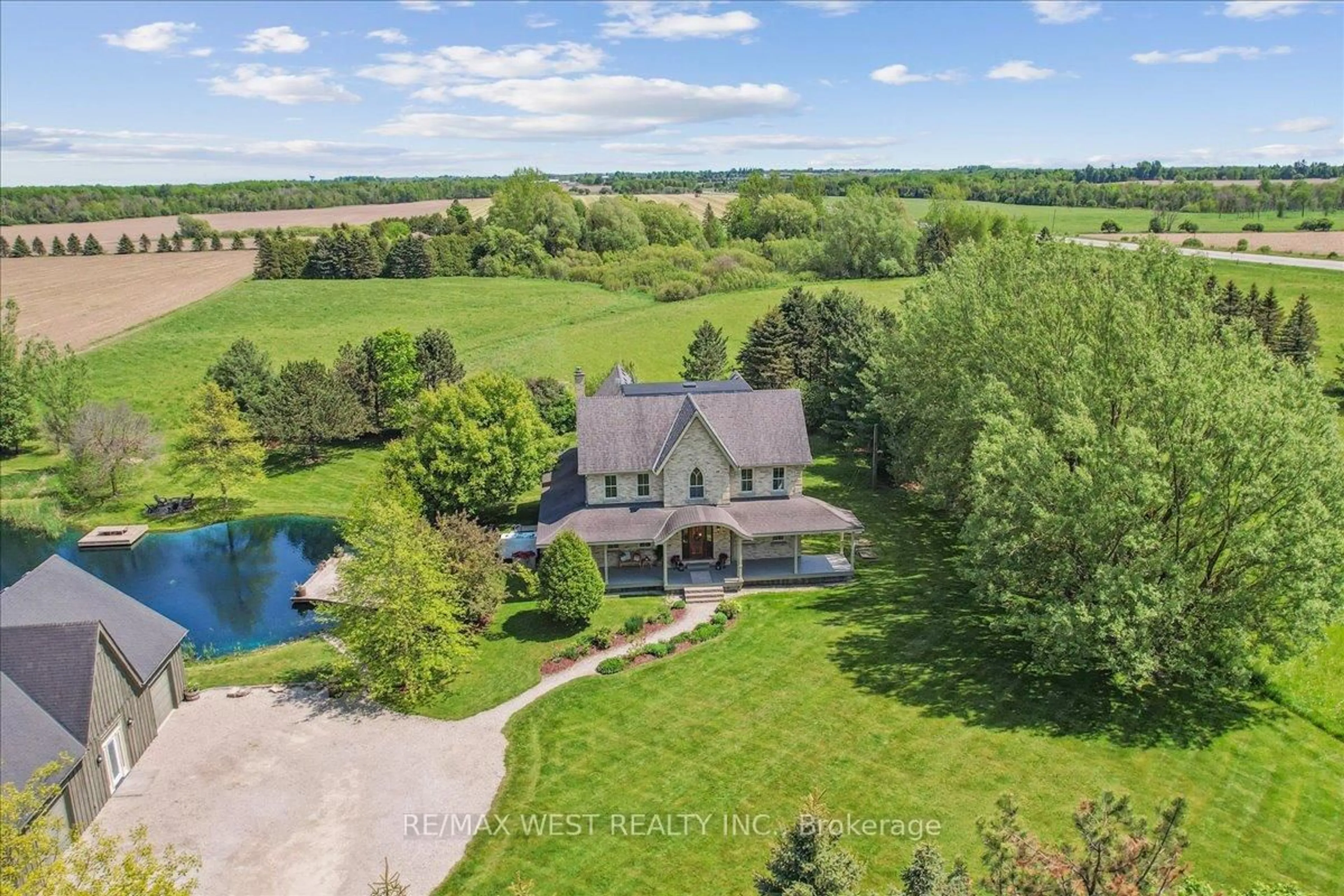 A pic from outside/outdoor area/front of a property/back of a property/a pic from drone, water/lake/river/ocean view for 7817 Sideroad 10 N/A, Centre Wellington Ontario N1M 2W3