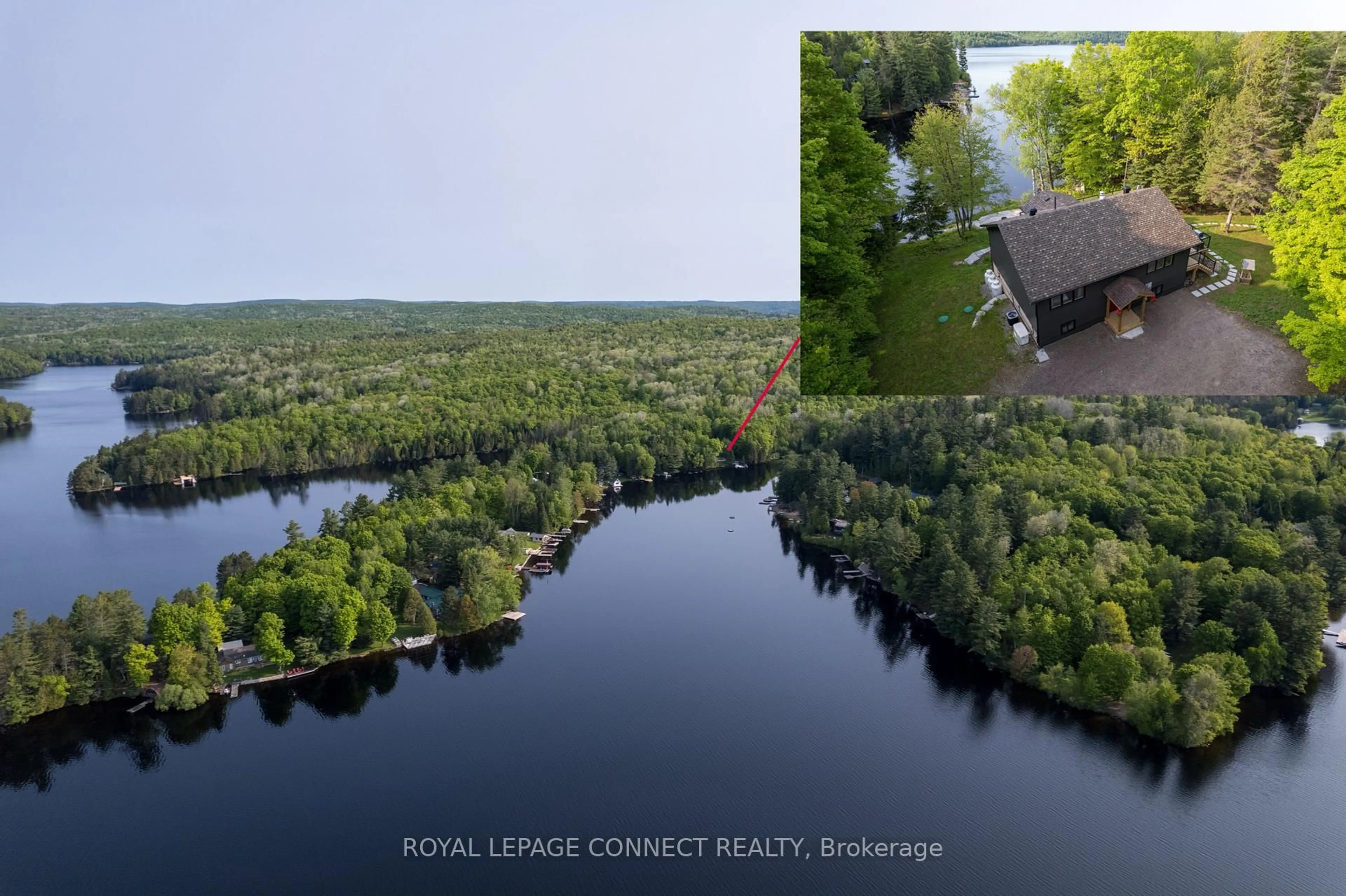 A pic from outside/outdoor area/front of a property/back of a property/a pic from drone, water/lake/river/ocean view for 3 Irwin Lane, Maynooth Ontario K0L 2S0