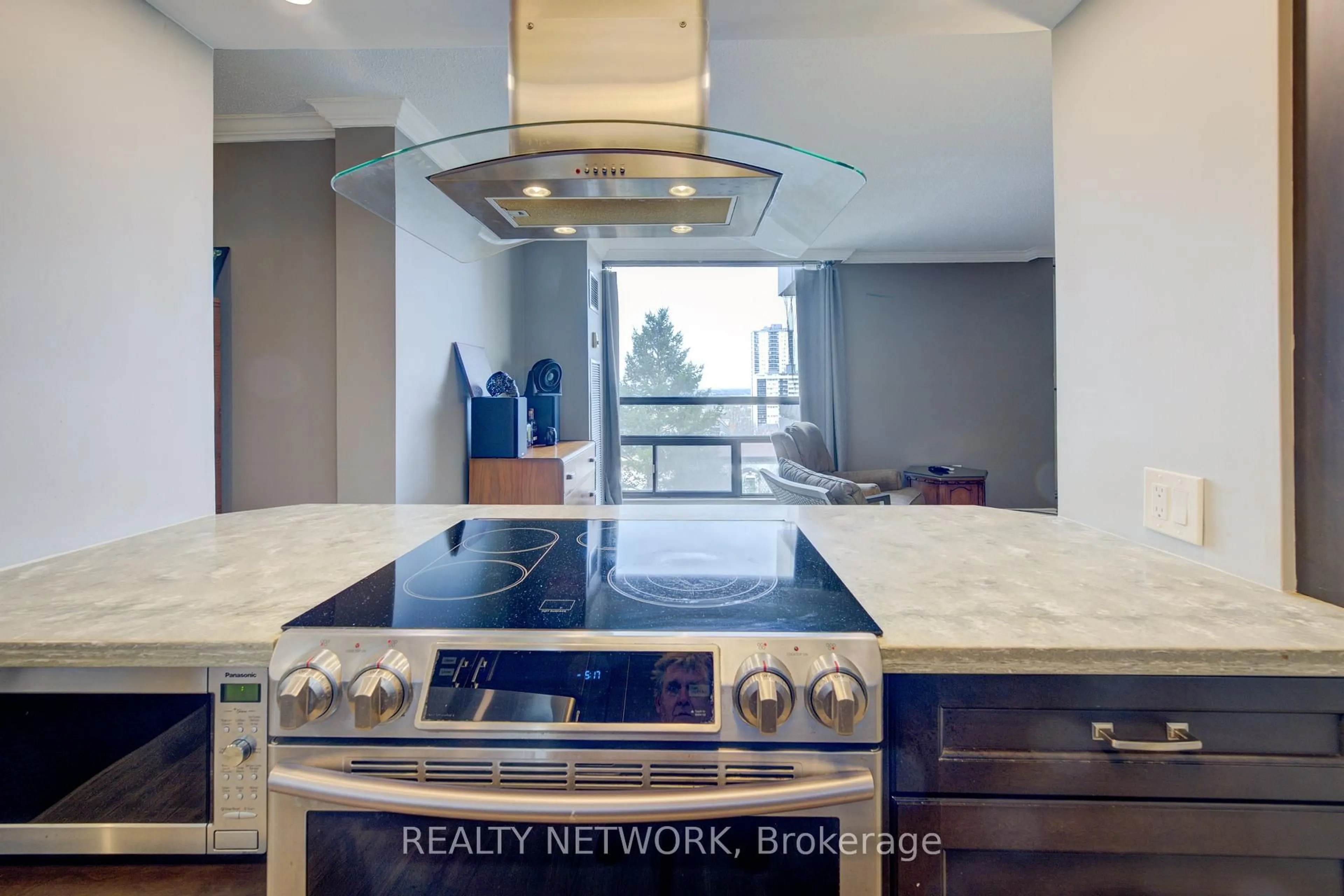 Contemporary kitchen, ceramic/tile floor for 222 Jackson St #702, Hamilton Ontario L8P 4S5