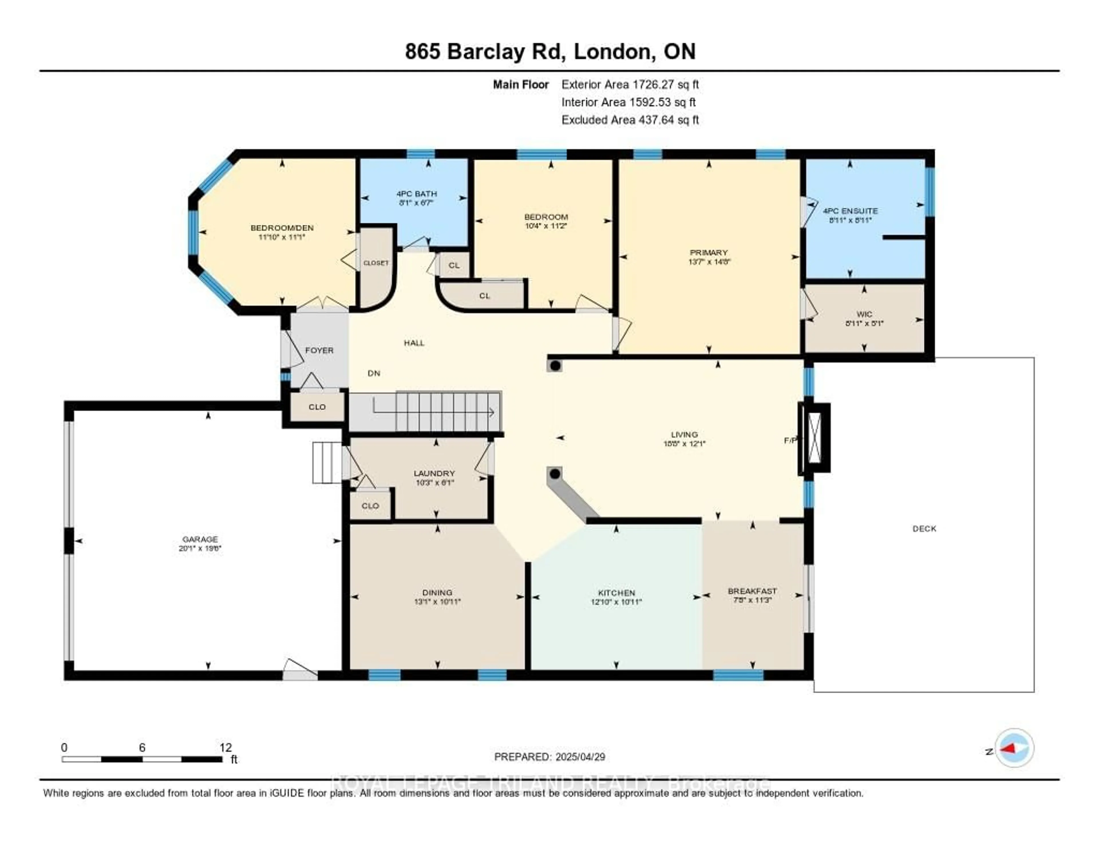 Floor plan for 865 Barclay Rd, London South Ontario N6K 4K6