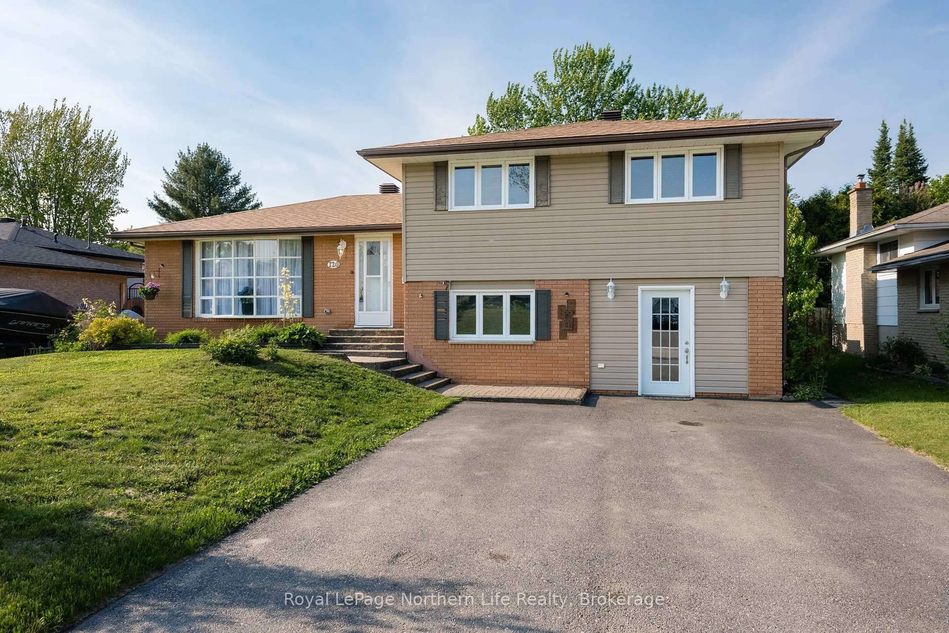 Home with brick exterior material, street for 120 Macbeth Cres, North Bay Ontario P1B 7X6