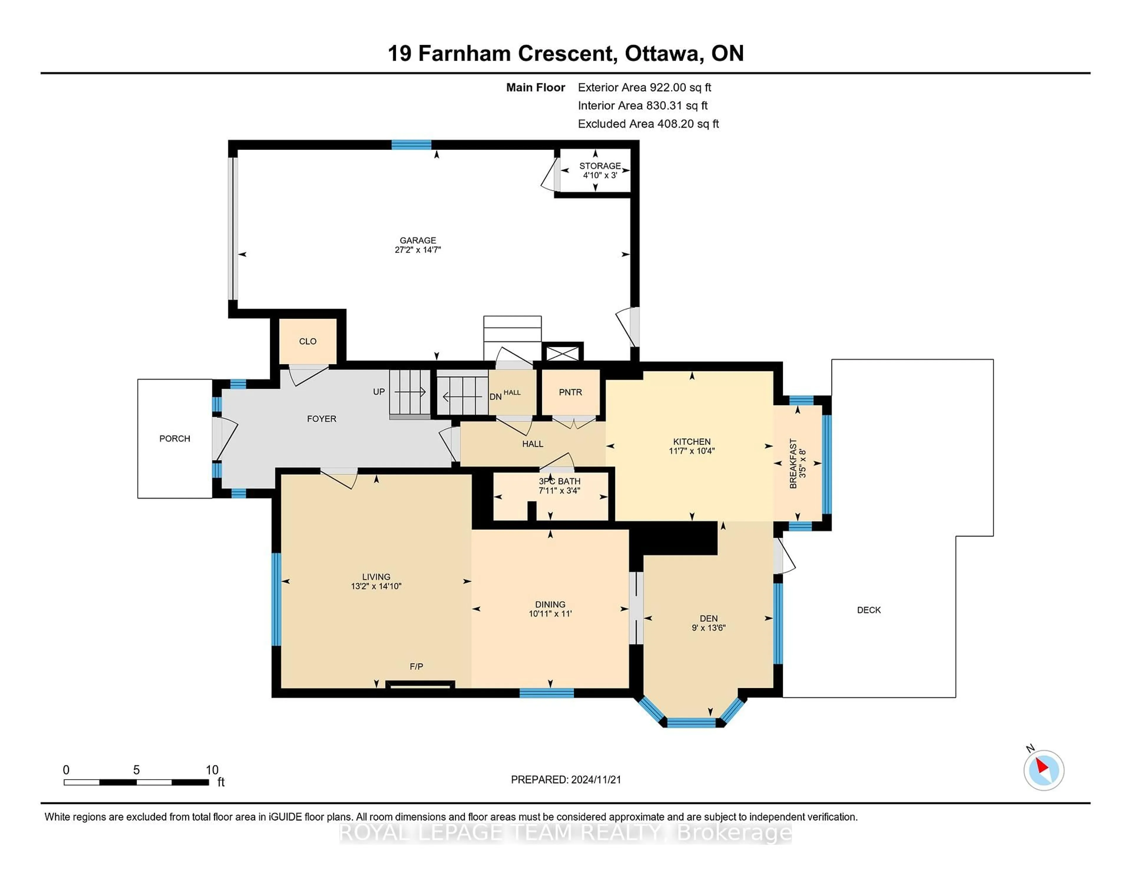 Floor plan for 19 Farnham Cres, Ottawa Ontario K1K 0E9