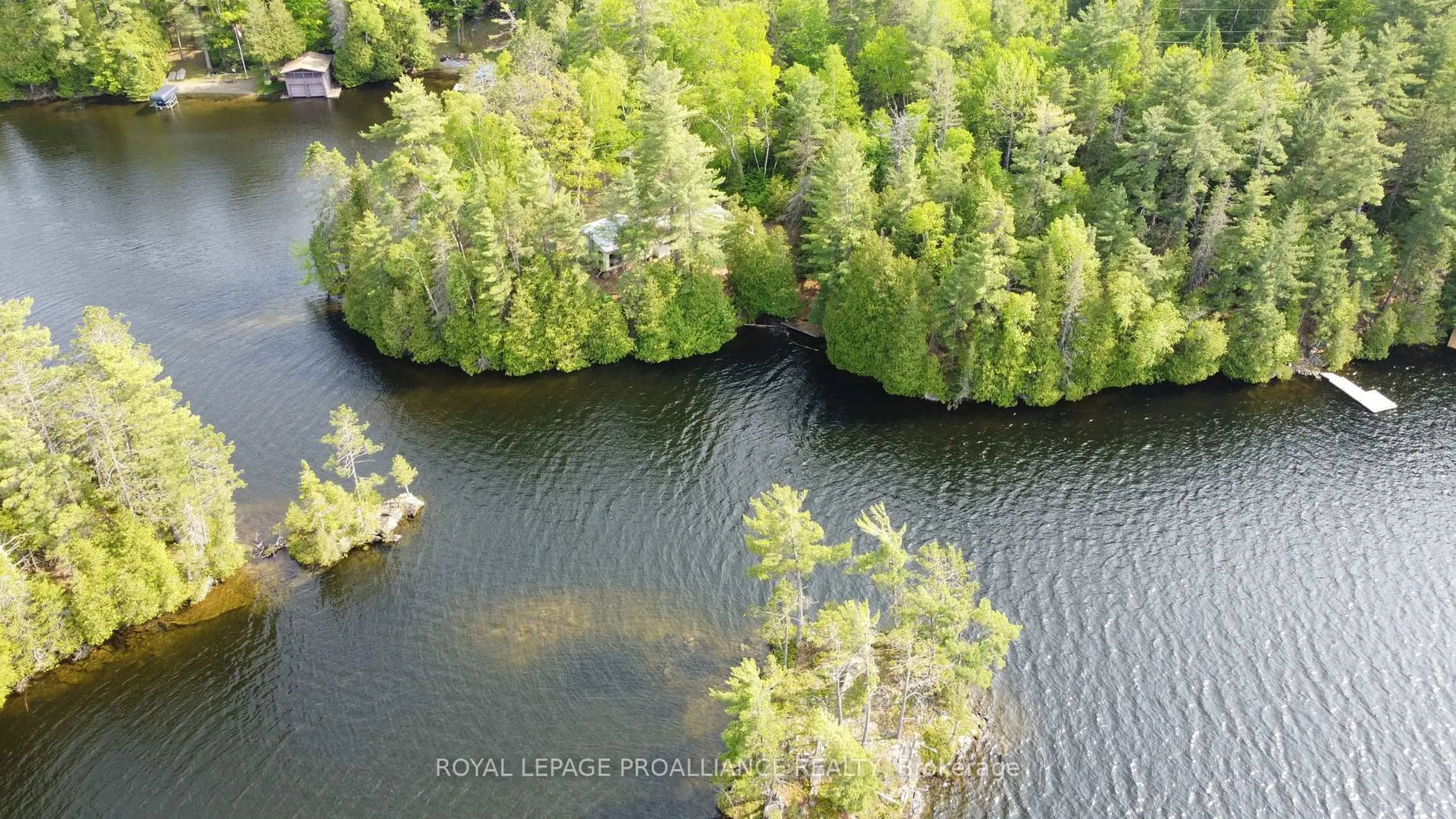 A pic from outside/outdoor area/front of a property/back of a property/a pic from drone, water/lake/river/ocean view for 1052 Ridgeway Lane, Arden Ontario K0H 1B0