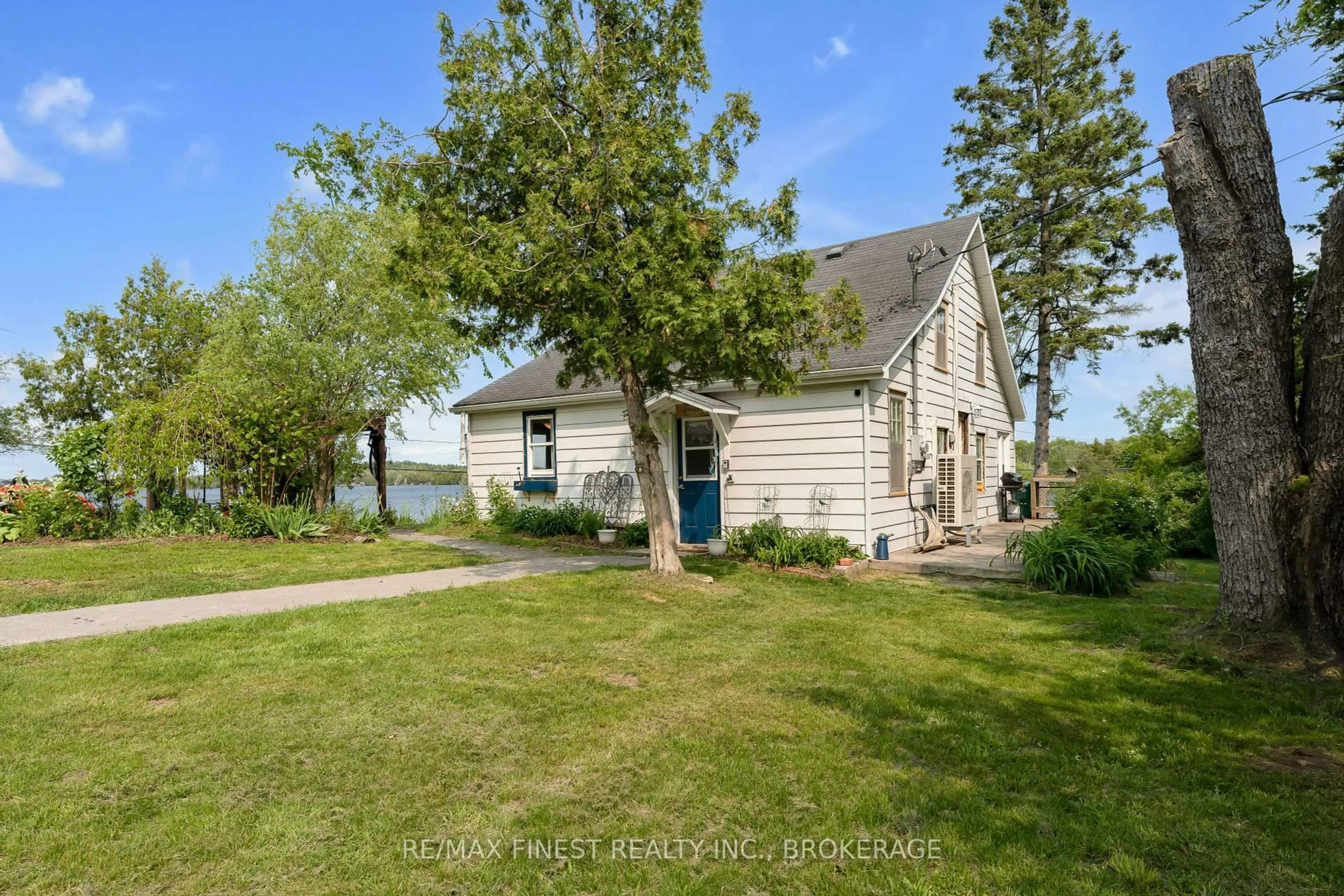 A pic from outside/outdoor area/front of a property/back of a property/a pic from drone, water/lake/river/ocean view for 21 Furlong Rd, Stone Mills Ontario K0K 2A0