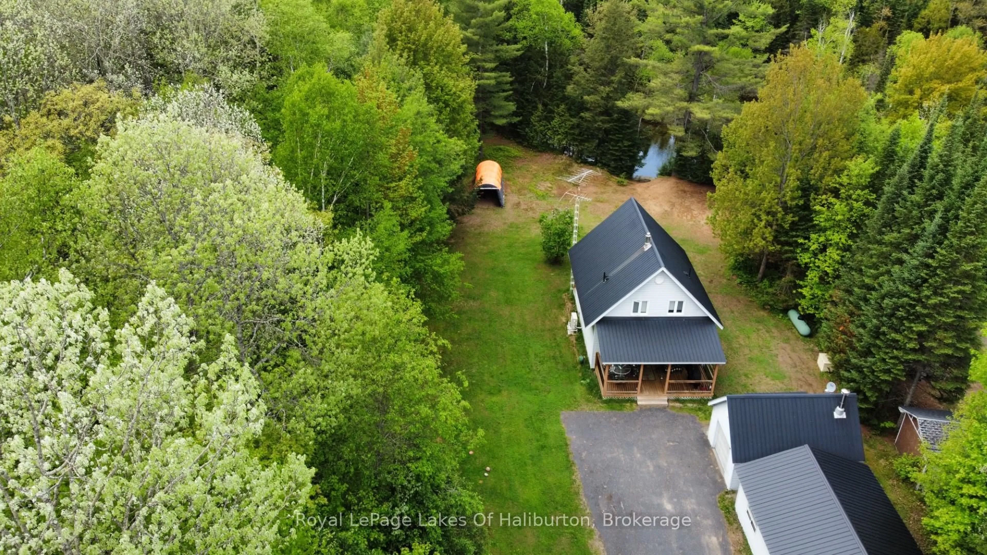 A pic from outside/outdoor area/front of a property/back of a property/a pic from drone, forest/trees view for 1675 Braeloch Rd, Algonquin Highlands Ontario K0M 1S0