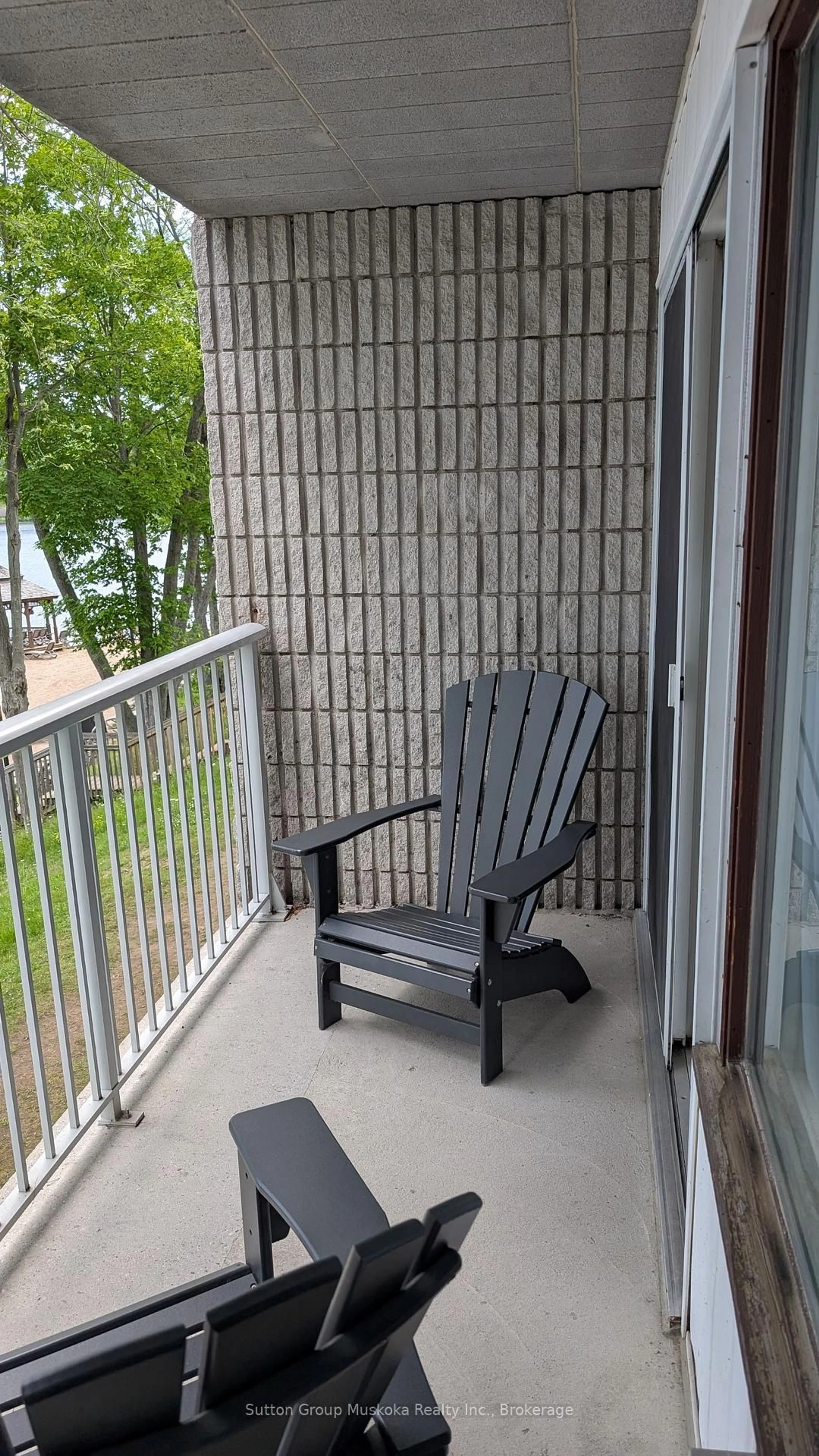 Balcony in the apartment, water/lake/river/ocean view for 1235 Deerhurst Dr #215 Bayshore, Huntsville Ontario P1H 2E8