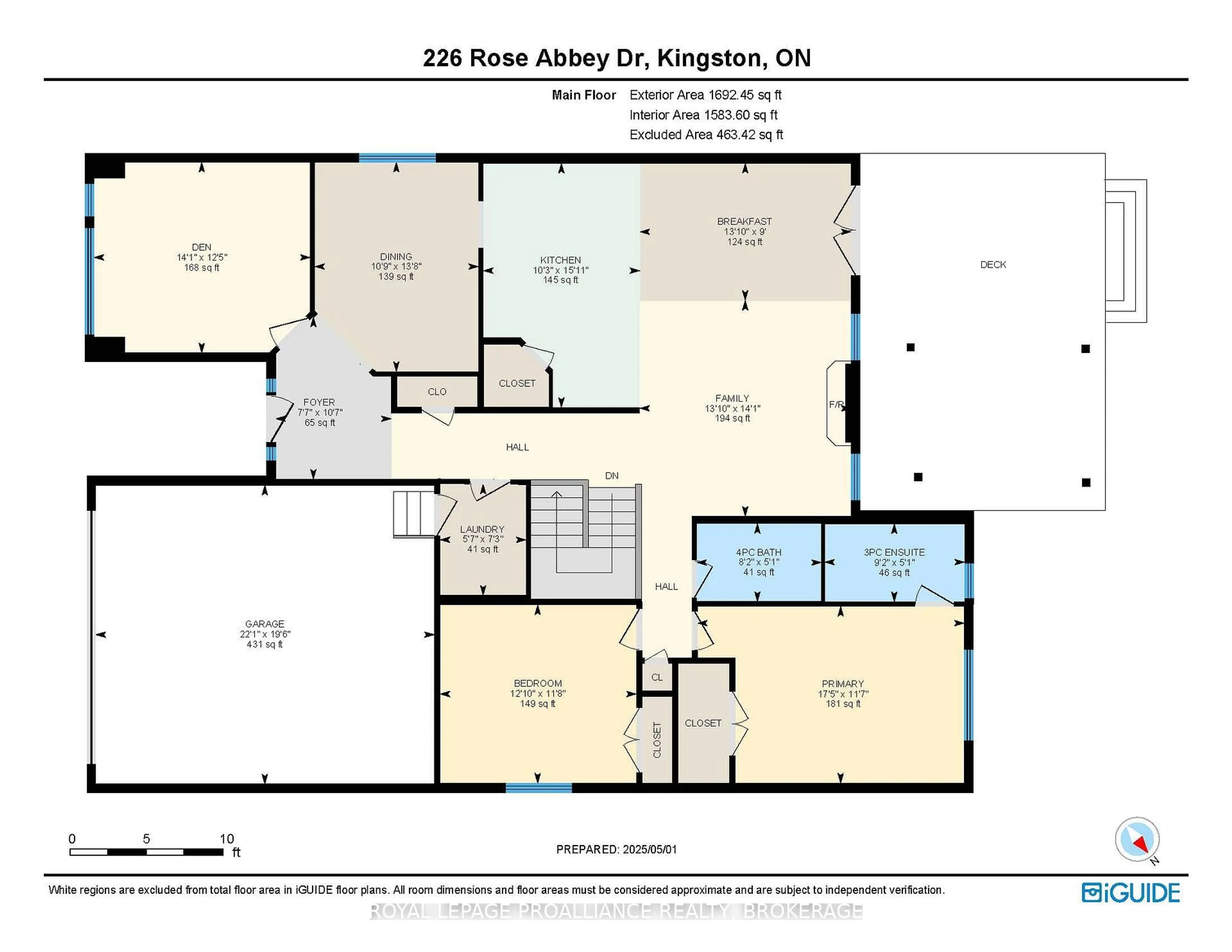 Floor plan for 226 Rose Abbey Dr, Kingston Ontario K7K 0A2