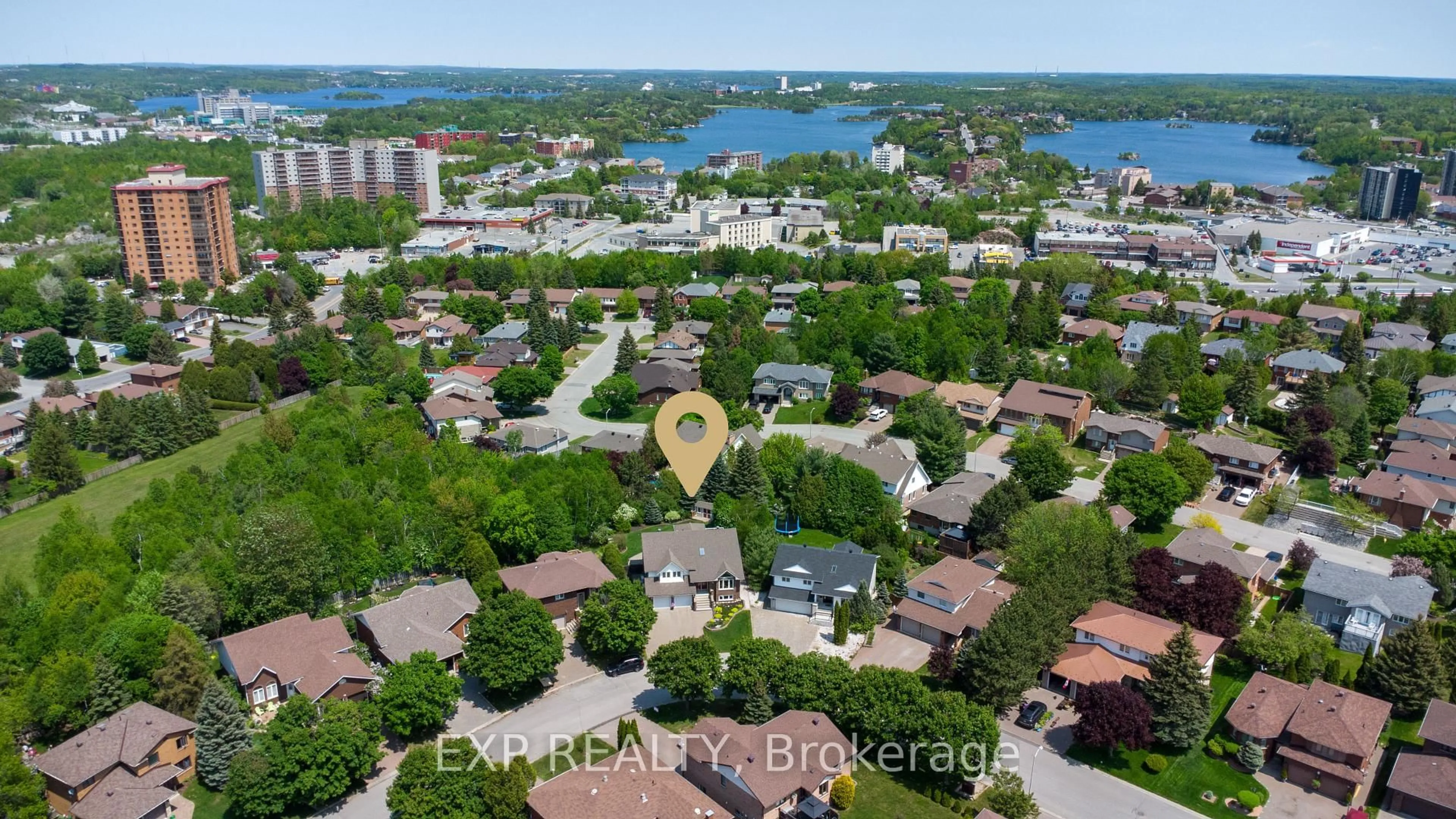A pic from outside/outdoor area/front of a property/back of a property/a pic from drone, water/lake/river/ocean view for 74 Crater Cres, Greater Sudbury Ontario P3E 5Y6