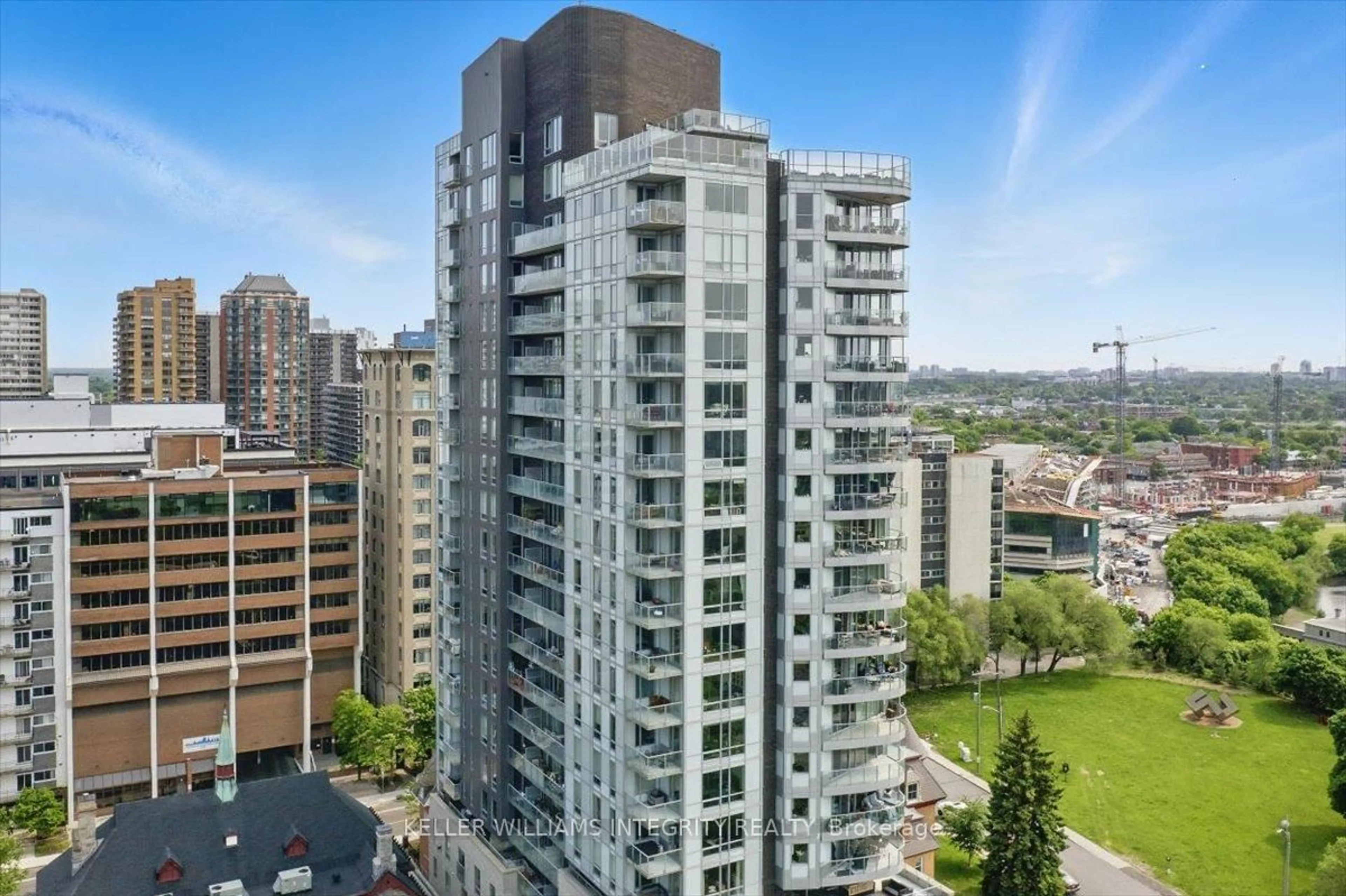 A pic from outside/outdoor area/front of a property/back of a property/a pic from drone, city buildings view from balcony for 428 Sparks St #1101, Ottawa Ontario K1R 0B3
