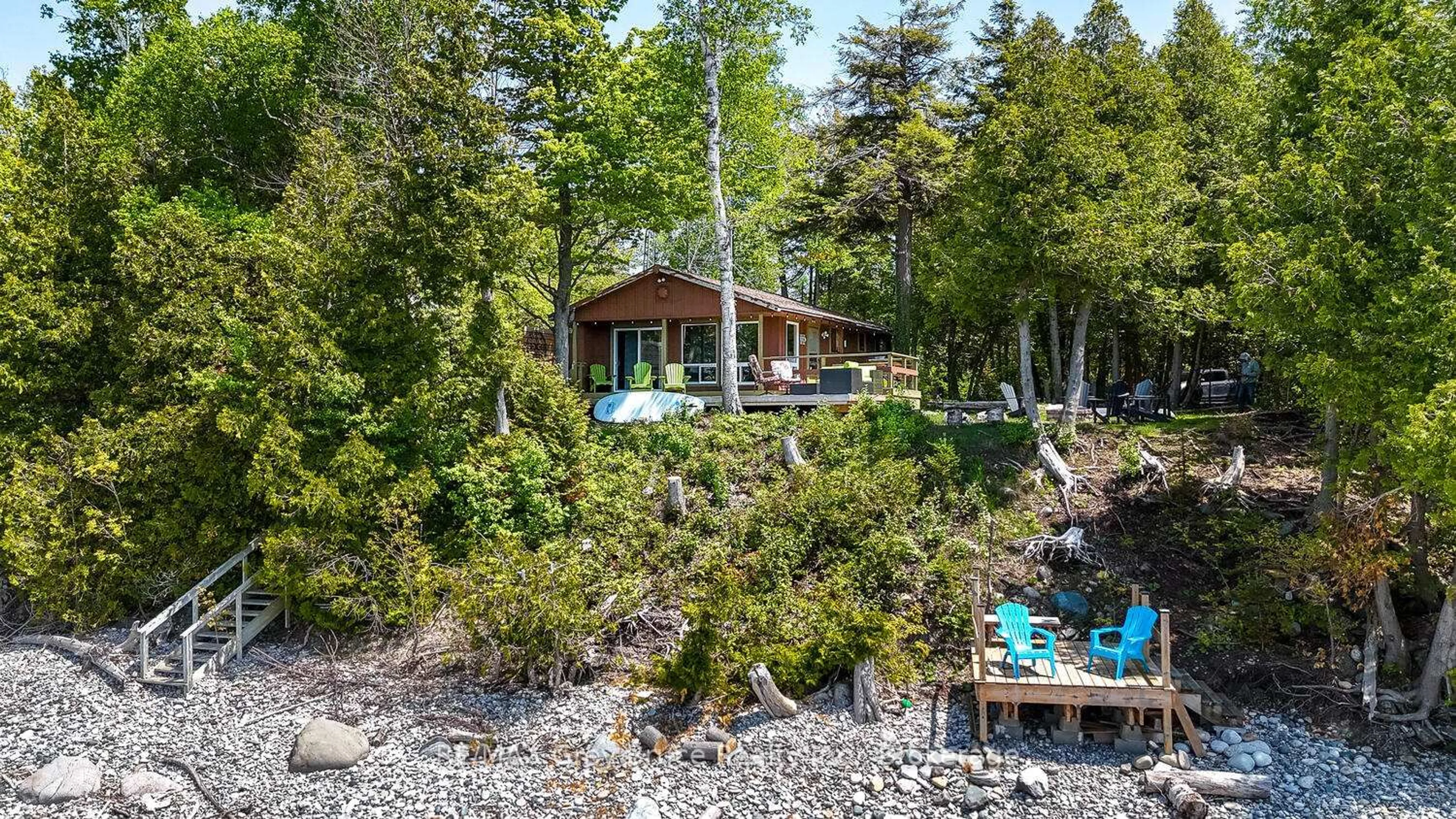 A pic from outside/outdoor area/front of a property/back of a property/a pic from drone, water/lake/river/ocean view for 821 Bruce Road 13 Rd, Native Leased Lands Ontario N0H 2G0