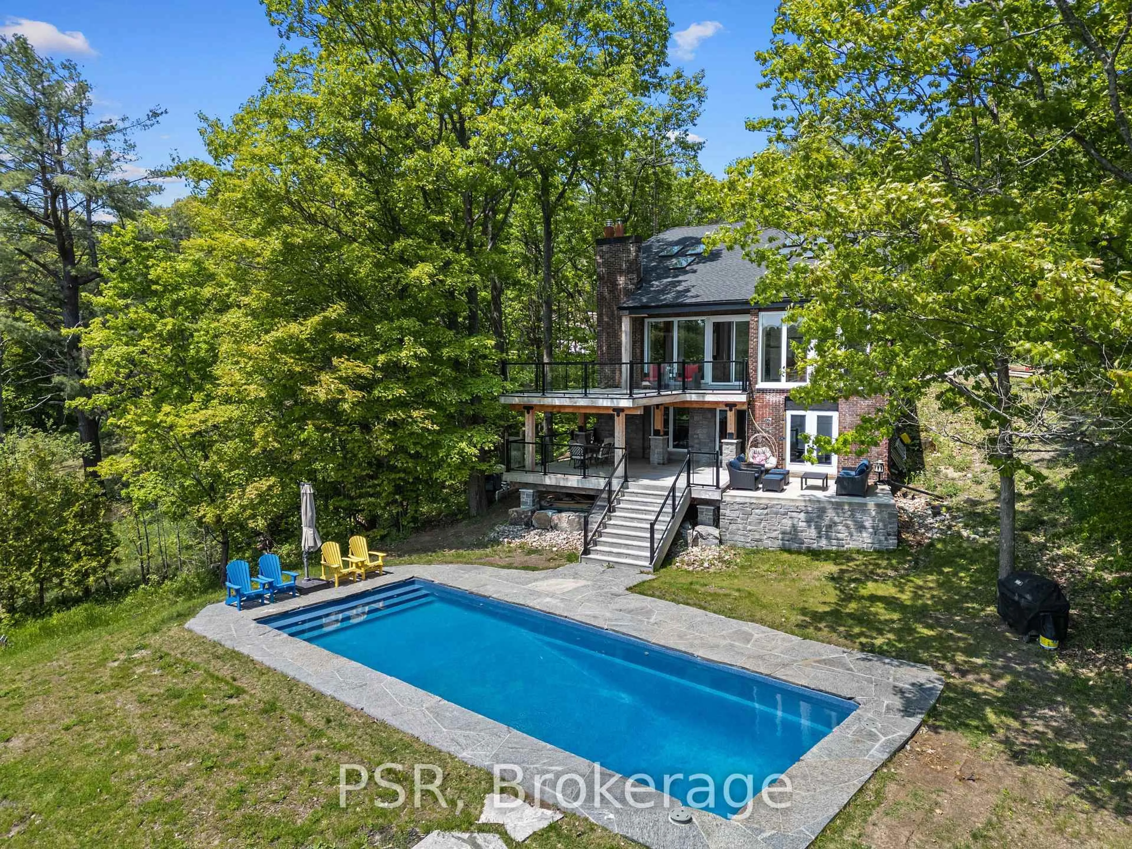 A pic from outside/outdoor area/front of a property/back of a property/a pic from drone, water/lake/river/ocean view for 1030 South Sunset Bay Rd, Gravenhurst Ontario P1P 1R2