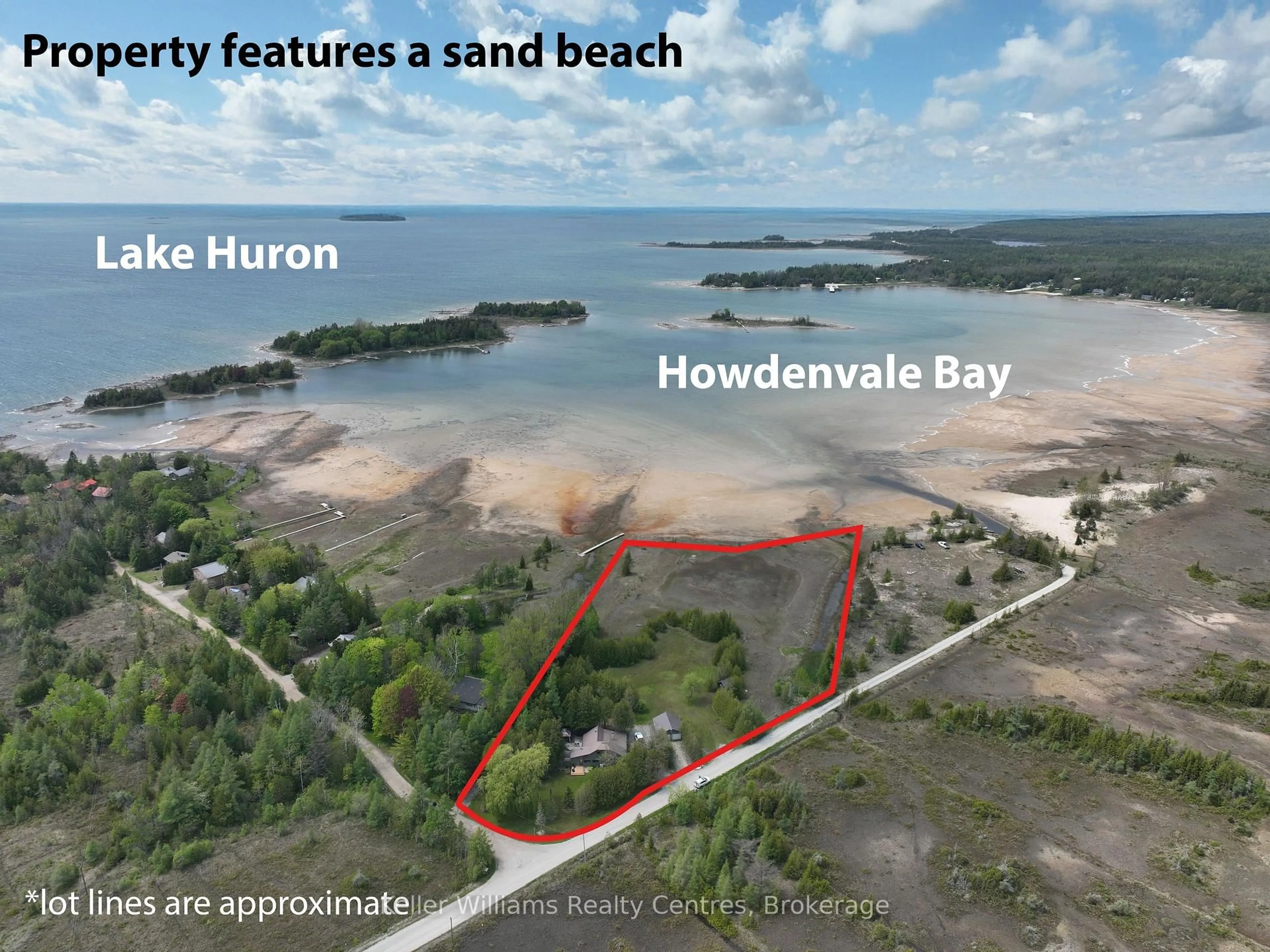 A pic from outside/outdoor area/front of a property/back of a property/a pic from drone, water/lake/river/ocean view for 21 Tyson Lane, South Bruce Peninsula Ontario N0H 2T0